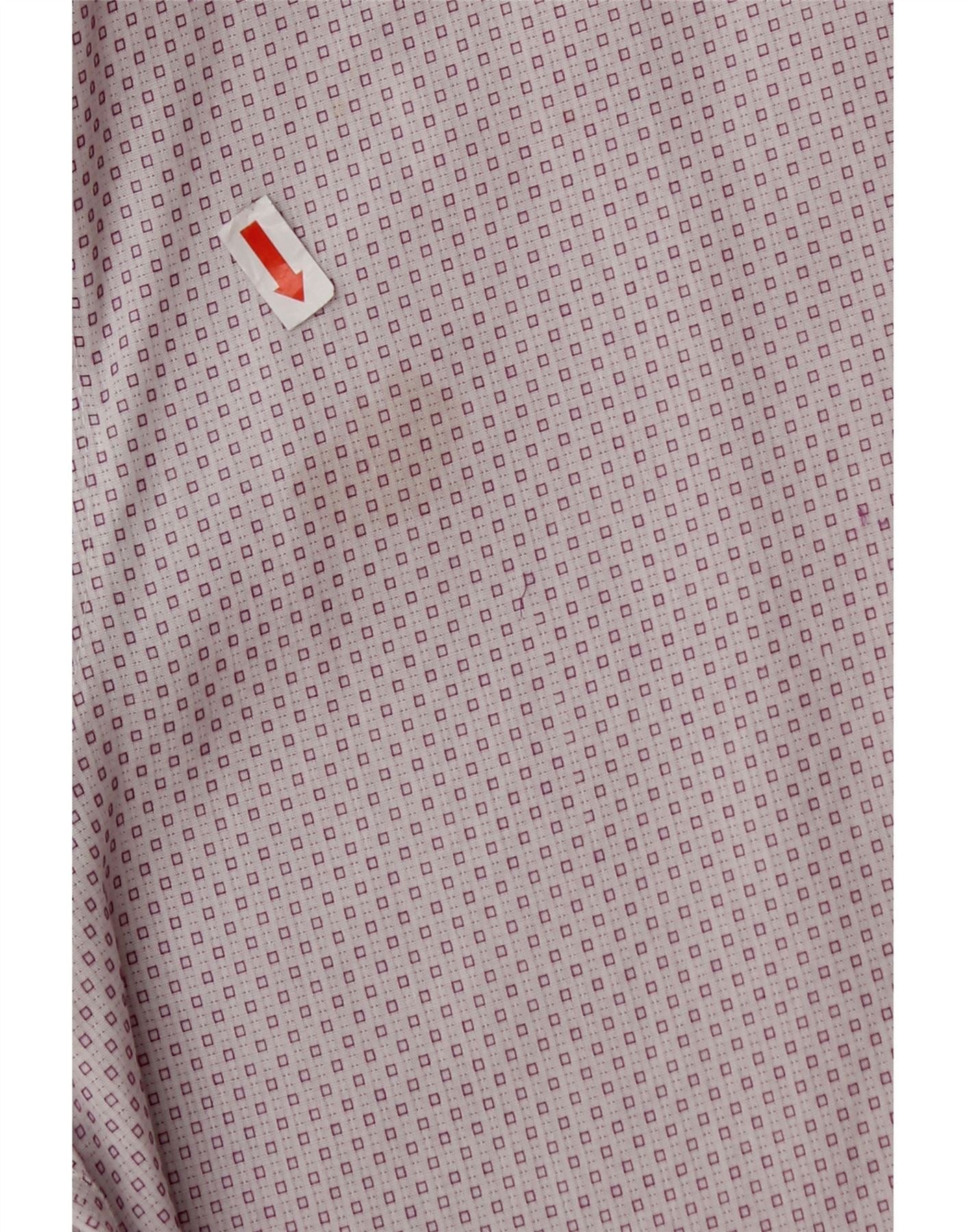 CALVIN KLEIN Mens Slim Fit Shirt Size 16 Large Pink Spotted Cotton Vintage Calvin Klein and Second-Hand Calvin Klein from Messina Hembry