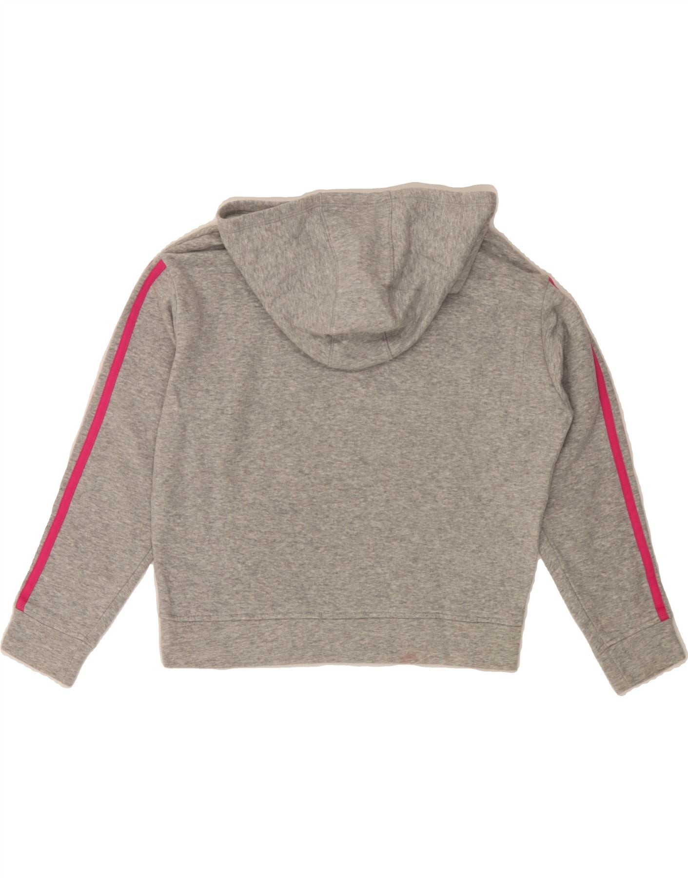 ADIDAS Girls Graphic Hoodie Jumper 10-11 Years Medium Grey Cotton Vintage Adidas and Second-Hand Adidas from Messina Hembry