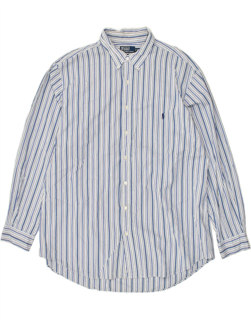 POLO RALPH LAUREN Mens Big Custom Fit Shirt 2XL Blue Striped Cotton | Vintage Polo Ralph Lauren | Thrift | Second-Hand Polo Ralph Lauren | Used Clothing | Messina Hembry 