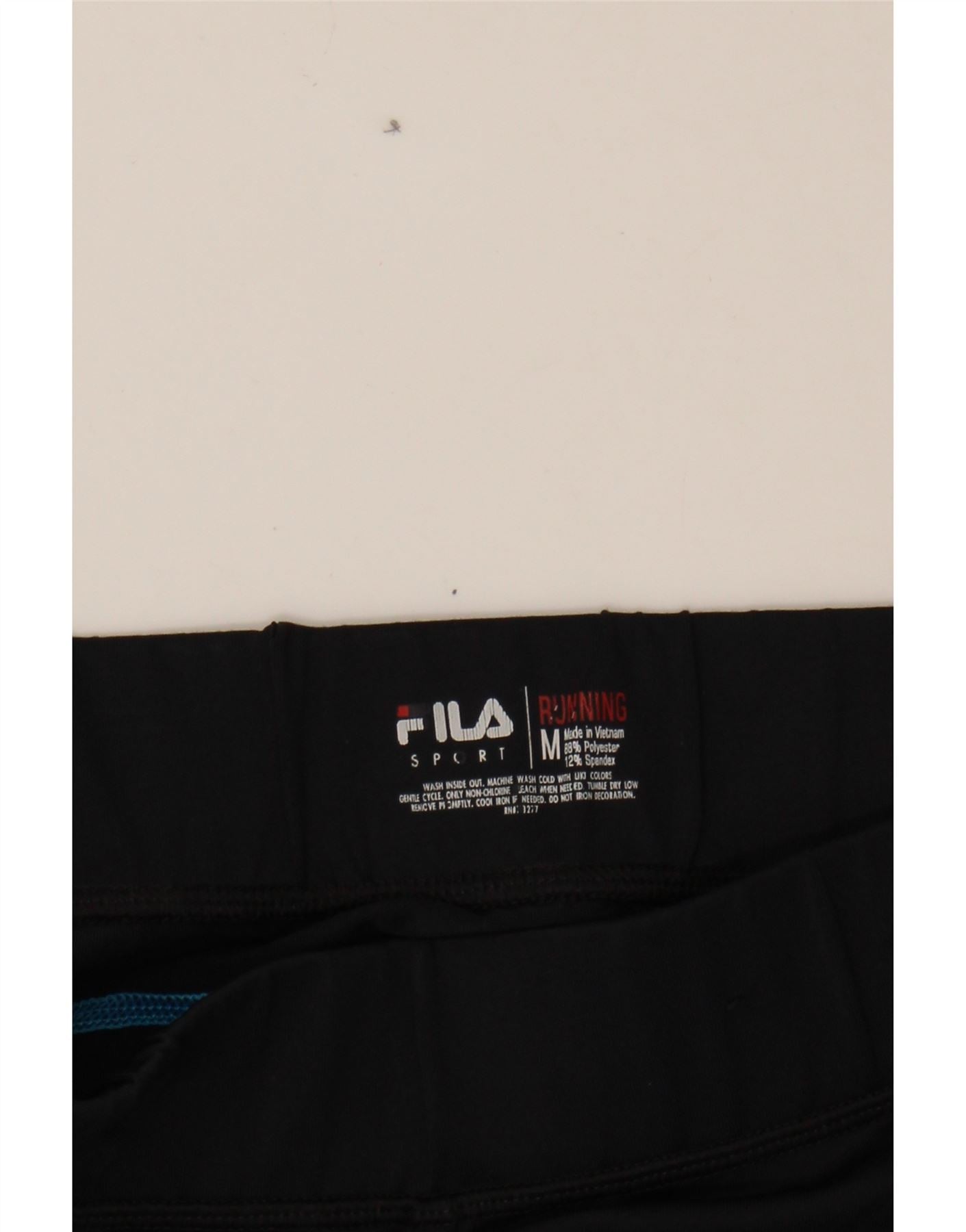 FILA Womens Leggings UK 12 Medium  Black Colourblock Polyester Vintage Fila and Second-Hand Fila from Messina Hembry