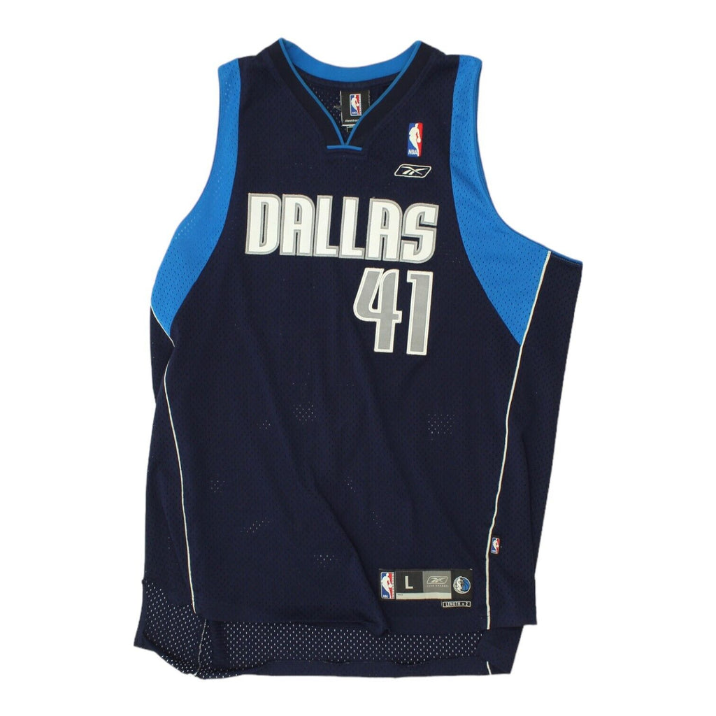 Dallas Mavericks Dirk Nowitzki Mens Blue Reebok Jersey | NBA Basketball Sports | Vintage Messina Hembry | Thrift | Second-Hand Messina Hembry | Used Clothing | Messina Hembry 