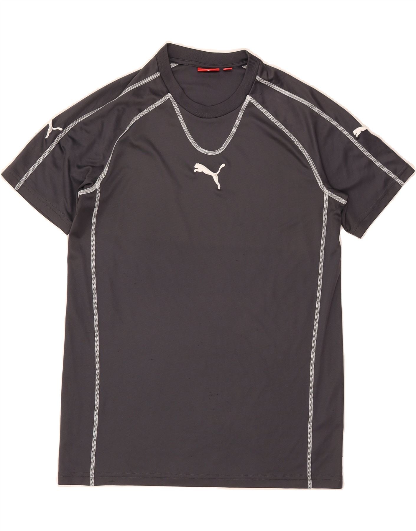 PUMA Mens T-Shirt Top Medium Grey Polyester Vintage Puma and Second-Hand Puma from Messina Hembry