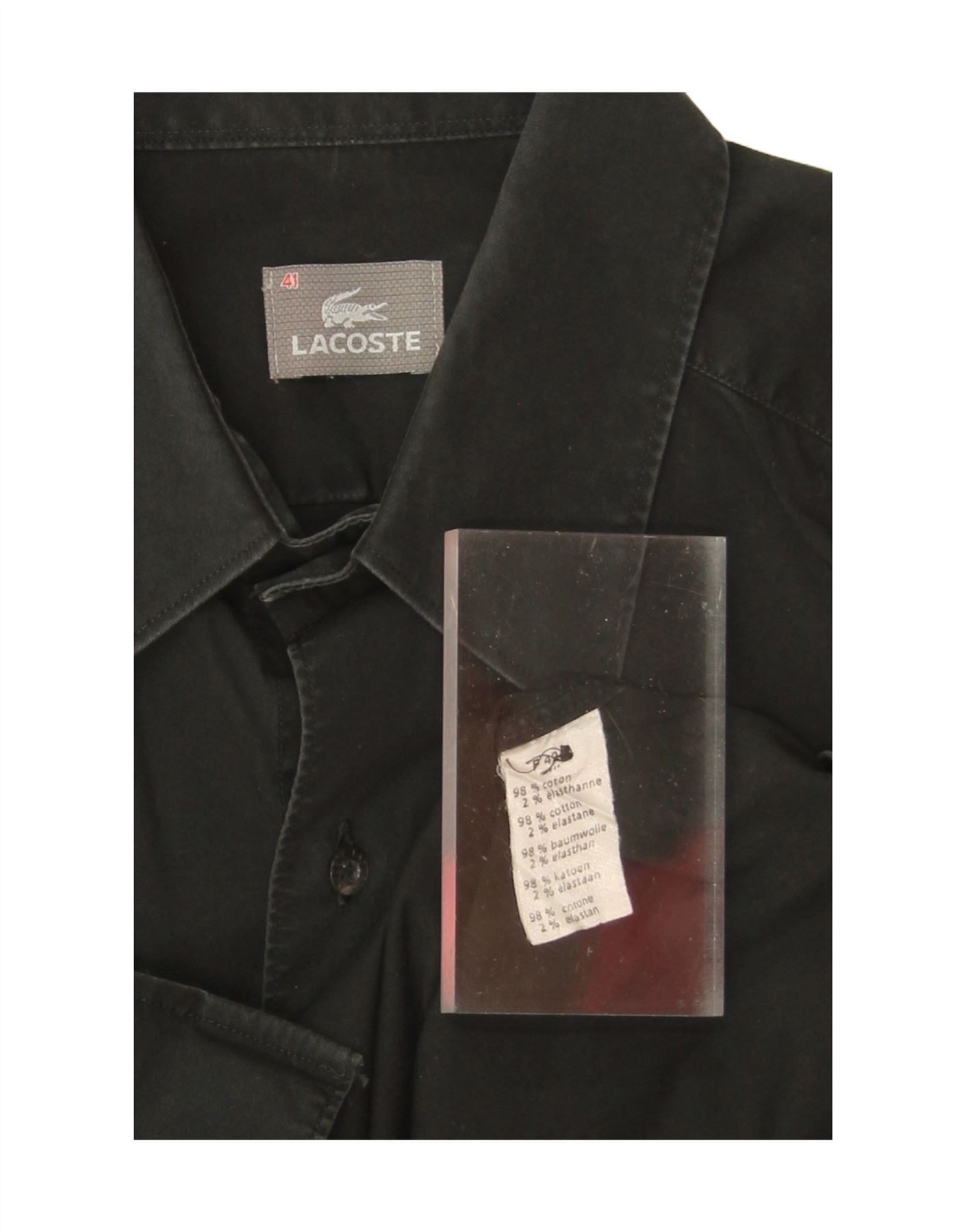LACOSTE Mens Shirt Size 41 Medium Black Cotton Vintage Lacoste and Second-Hand Lacoste from Messina Hembry