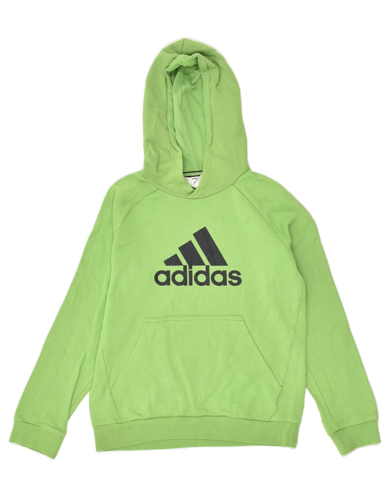 ADIDAS Boys Graphic Hoodie Jumper 11-12 Years Green Cotton | Vintage Adidas | Thrift | Second-Hand Adidas | Used Clothing | Messina Hembry 