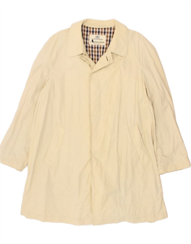 AQUASCUTUM Mens Overcoat UK 40 Large Beige Cotton | Vintage Aquascutum | Thrift | Second-Hand Aquascutum | Used Clothing | Messina Hembry 