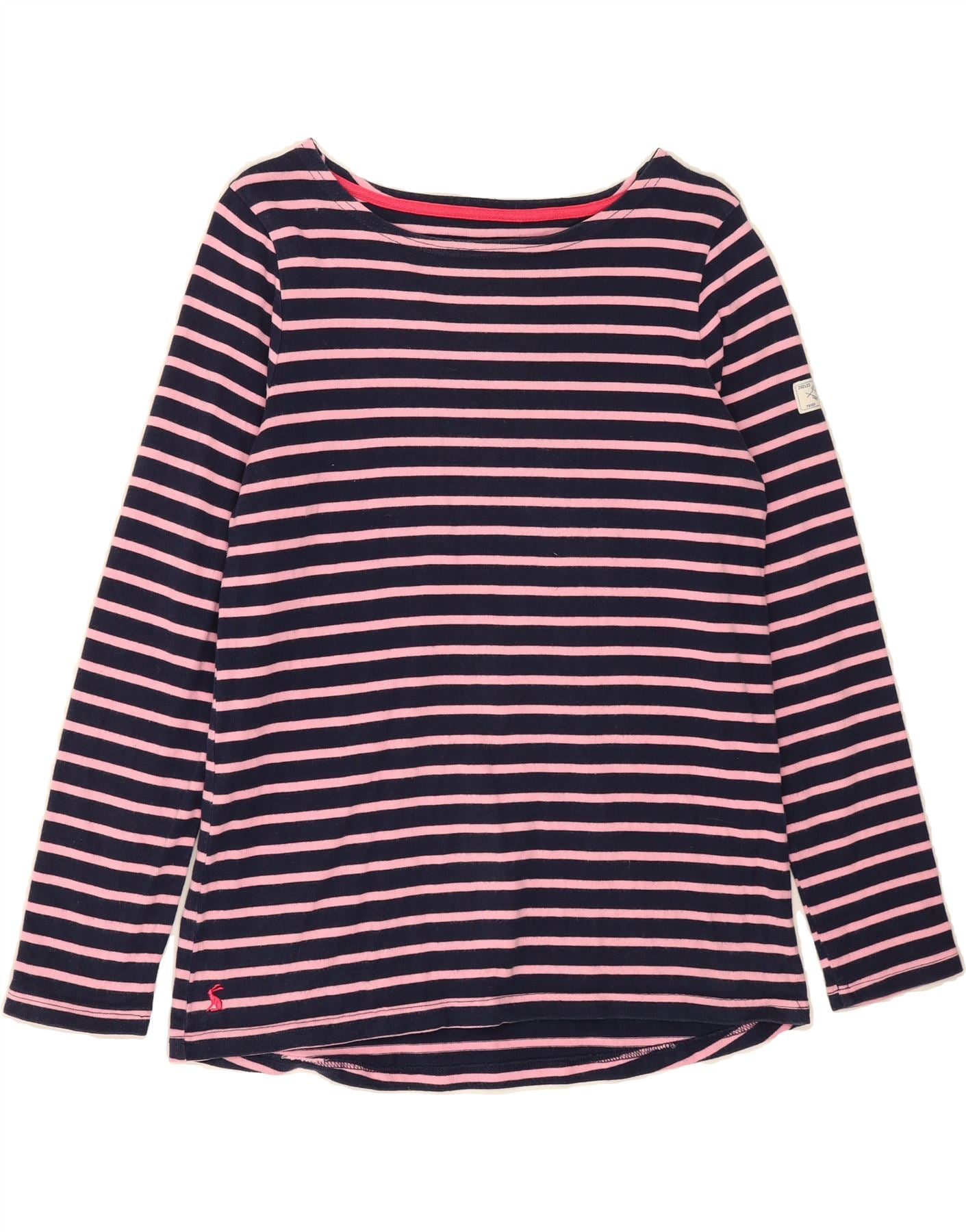 JOULES Womens Top Long Sleeve UK 12 Medium Navy Blue Striped Cotton Vintage Joules and Second-Hand Joules from Messina Hembry