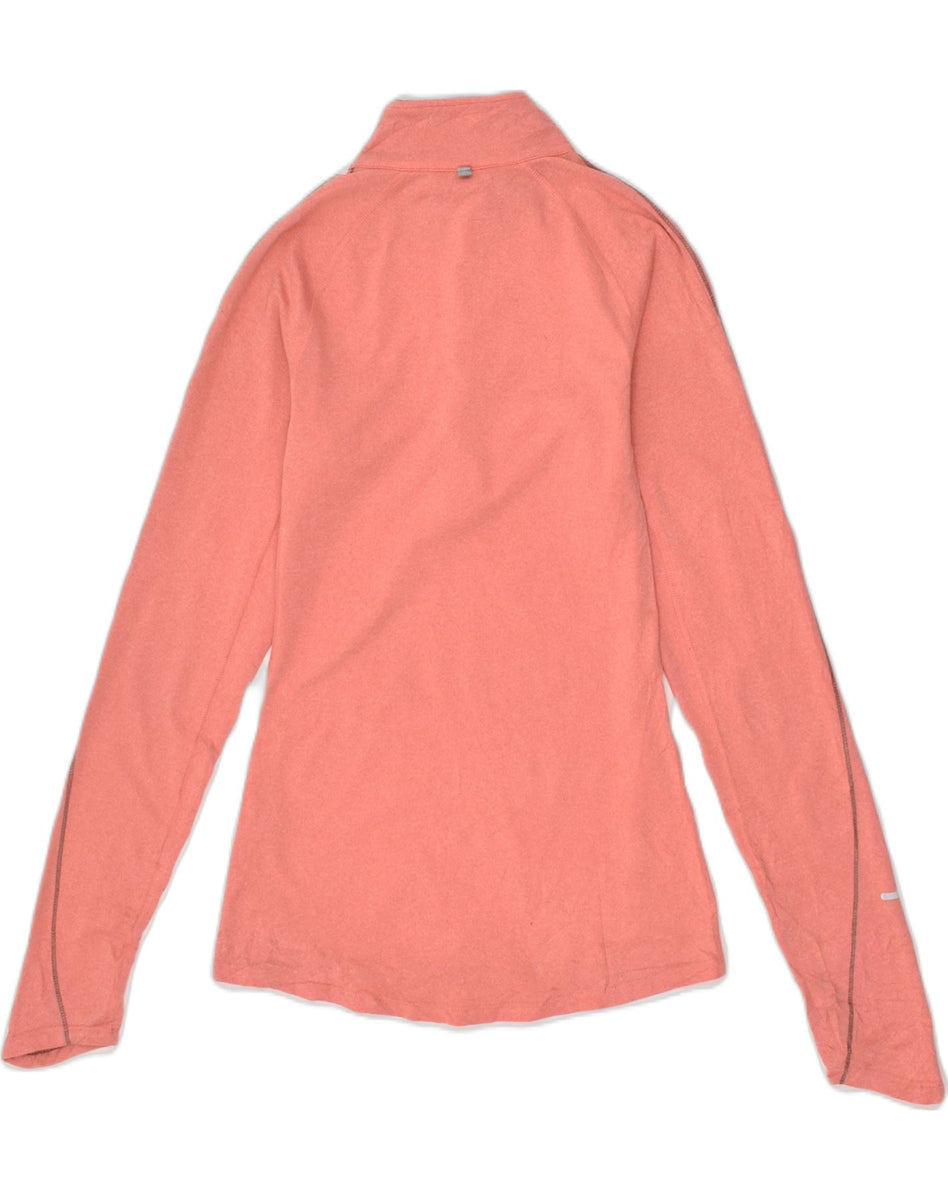 NIKE Womens Zip Neck Pullover Tracksuit Top UK 6 XS Orange Polyester