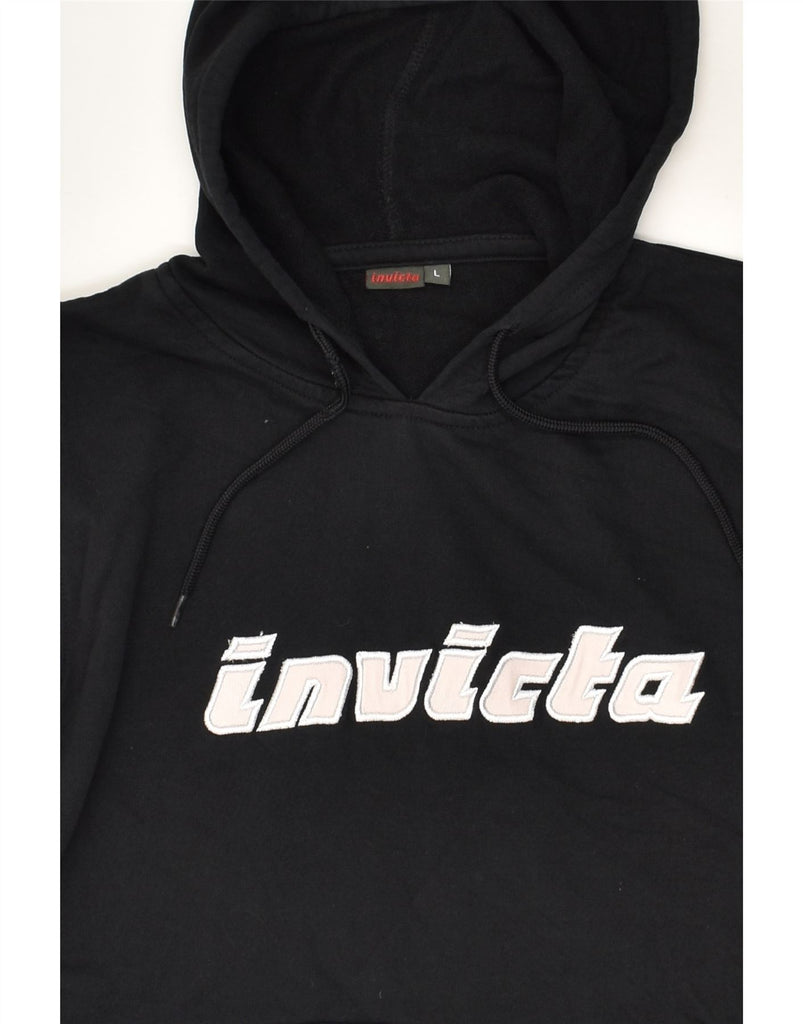 INVICTA Mens Graphic Hoodie Jumper Large Black Cotton | Vintage Invicta | Thrift | Second-Hand Invicta | Used Clothing | Messina Hembry 