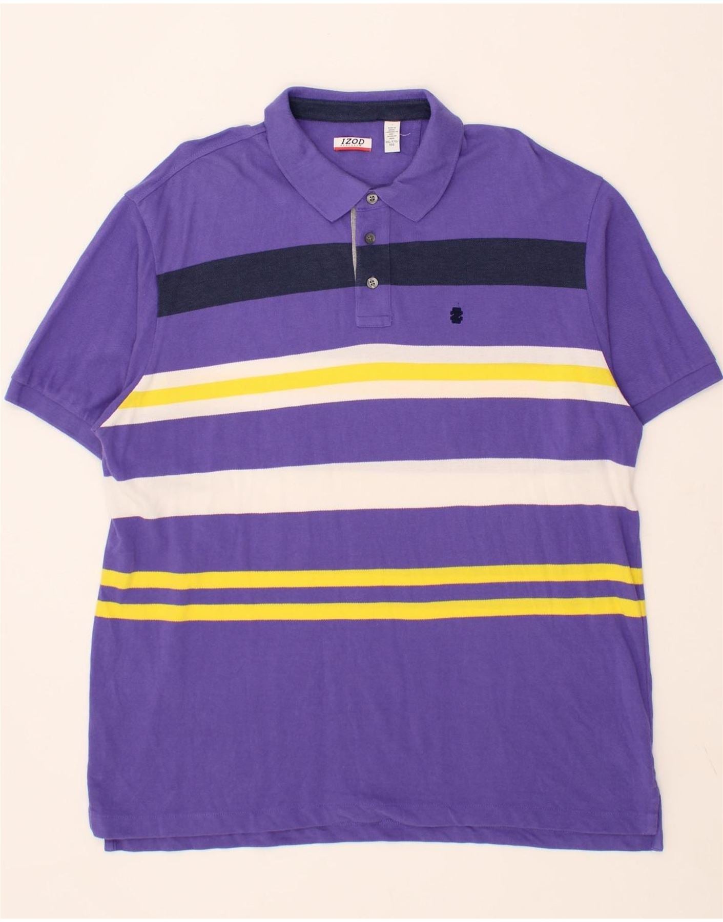 IZOD Mens Polo Shirt 2XL Purple Striped Cotton Vintage Izod and Second-Hand Izod from Messina Hembry