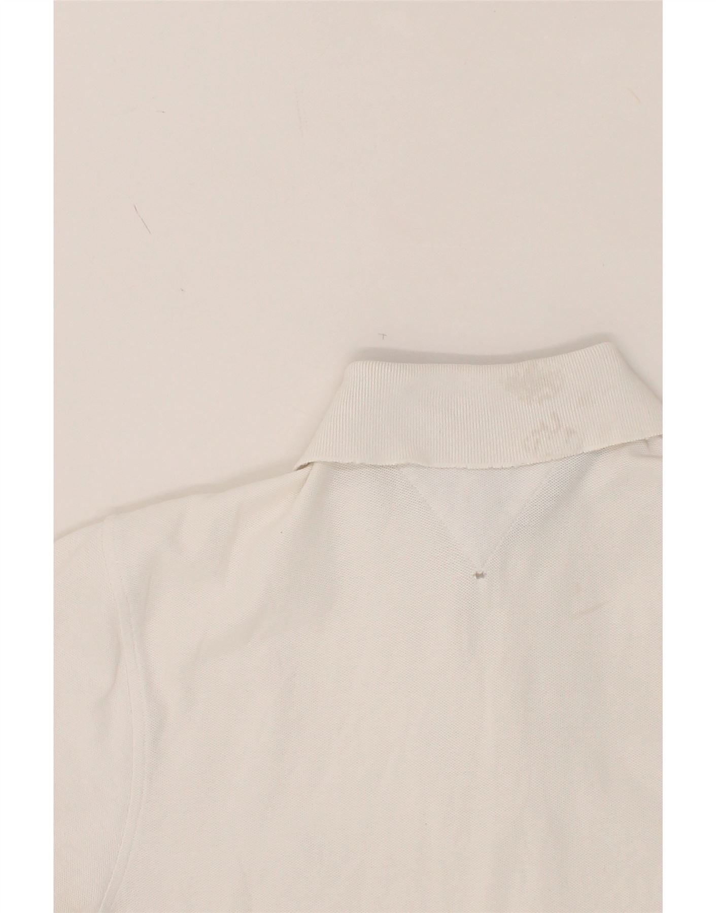 TOMMY HILFIGER Mens Polo Shirt Small White Cotton Vintage Tommy Hilfiger and Second-Hand Tommy Hilfiger from Messina Hembry