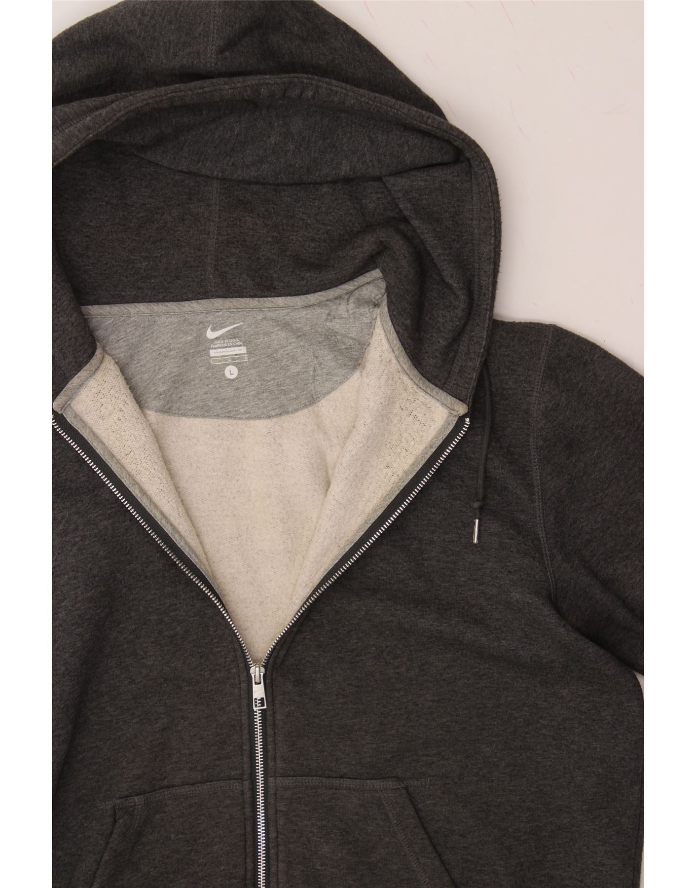 NIKE Mens Zip Hoodie Sweater Large Grey Cotton Vintage Nike and Second-Hand Nike from Messina Hembry