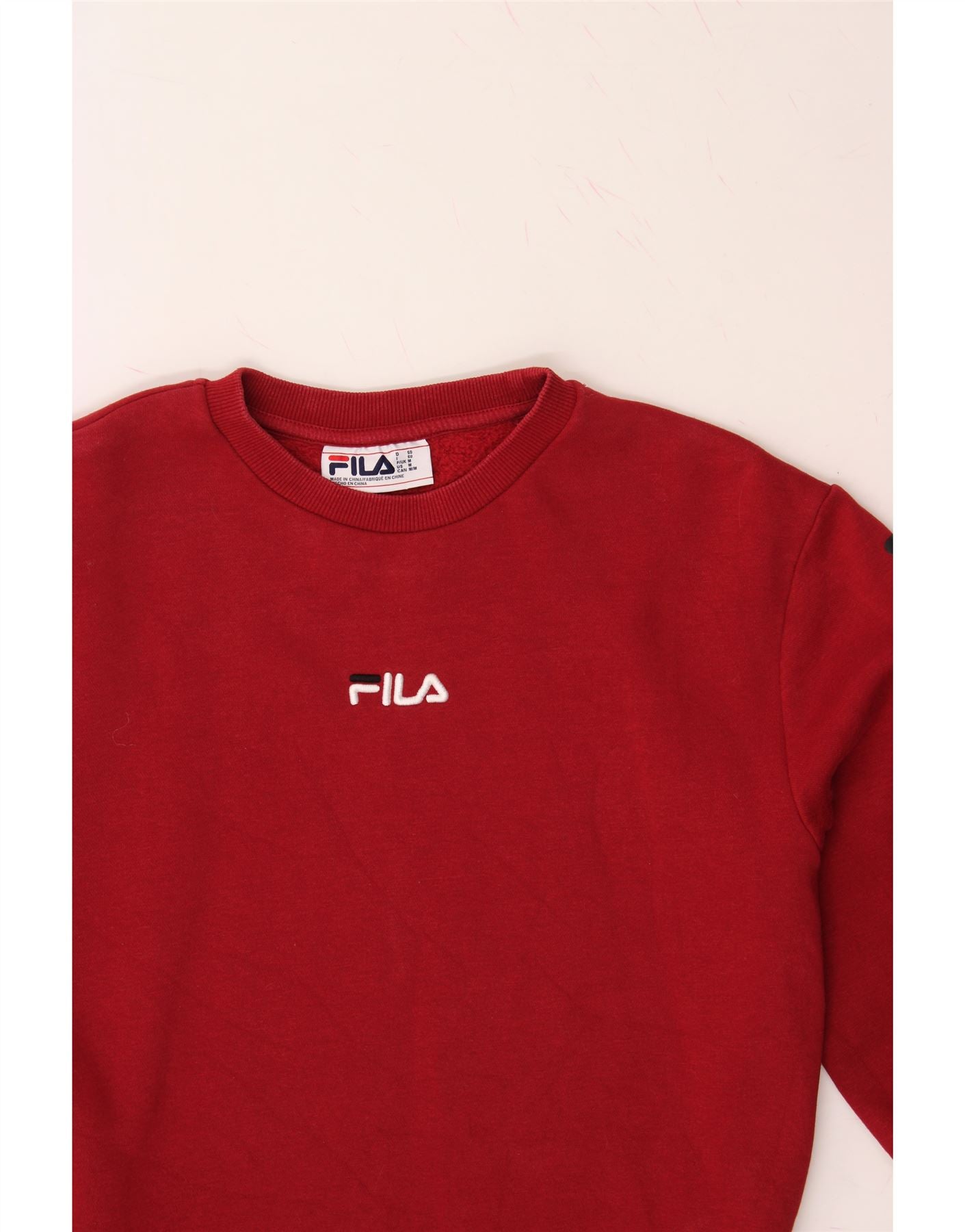 FILA Mens Graphic Sweatshirt Jumper Medium Red Cotton Vintage Fila and Second-Hand Fila from Messina Hembry
