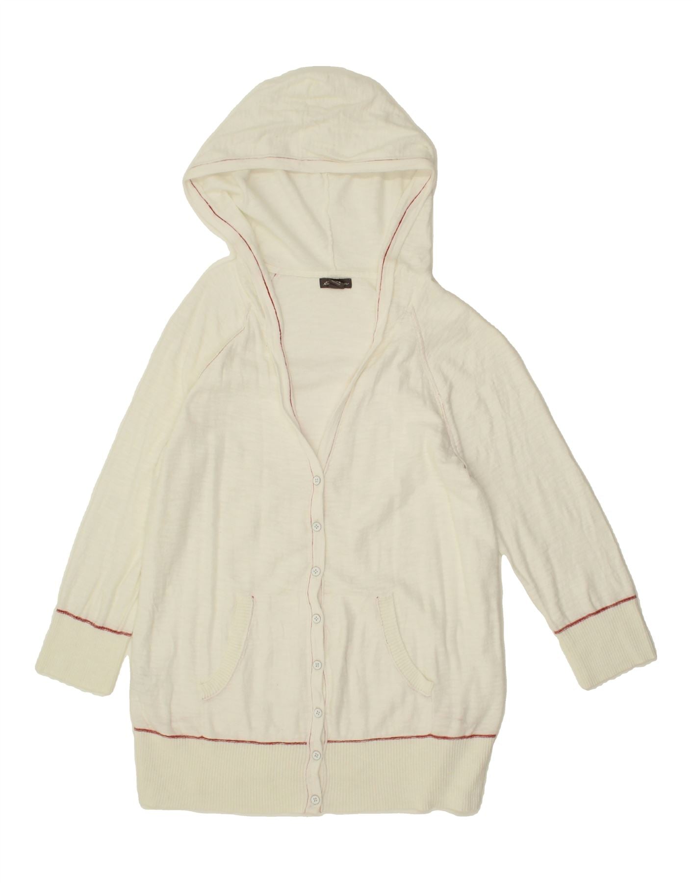 EDDIE BAUER Girls Hooded Longline Cardigan Sweater 11-12 Years Large White Vintage Eddie Bauer and Second-Hand Eddie Bauer from Messina Hembry