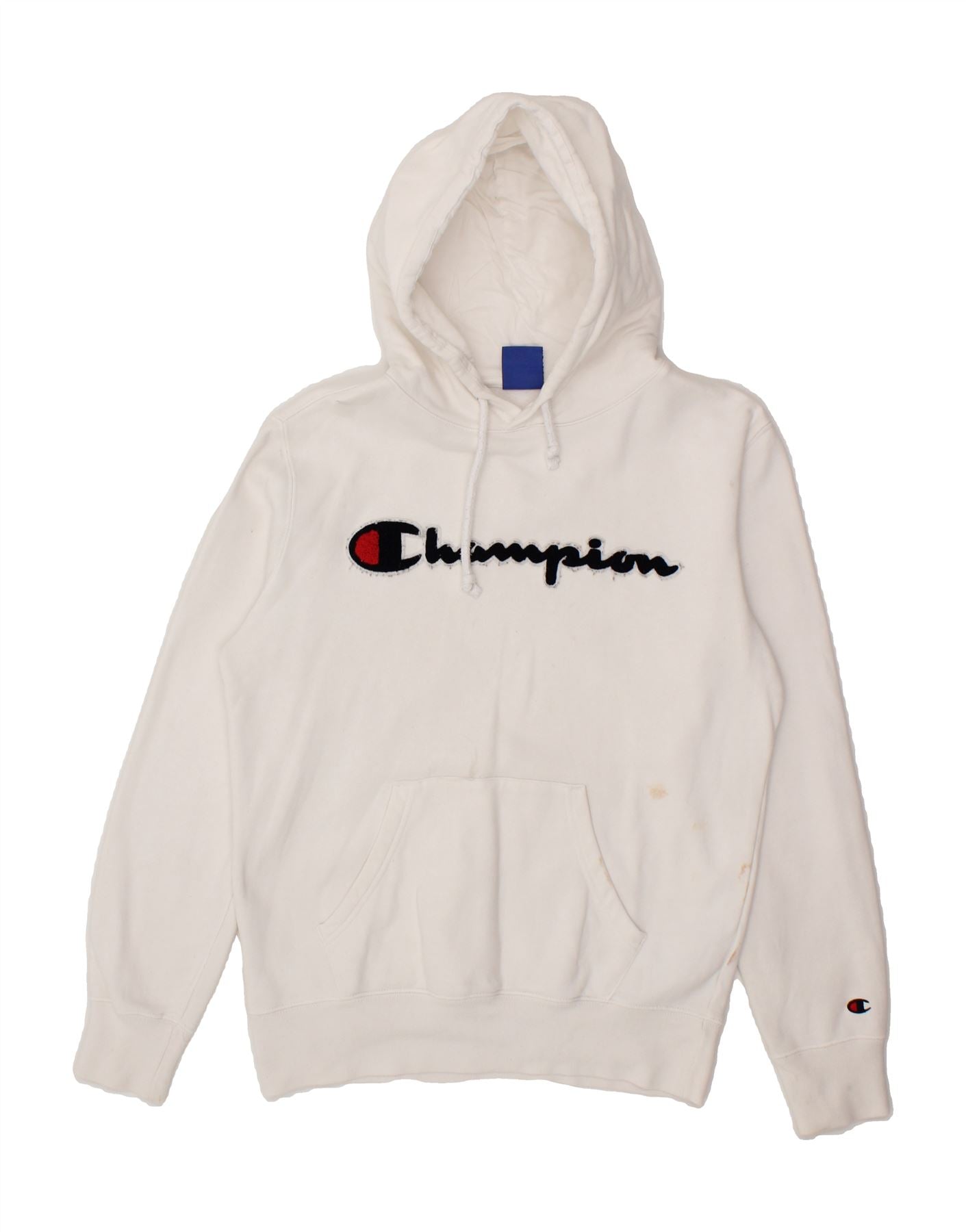 CHAMPION Womens Graphic Hoodie Jumper UK 10 Small White Cotton Vintage Champion and Second-Hand Champion from Messina Hembry