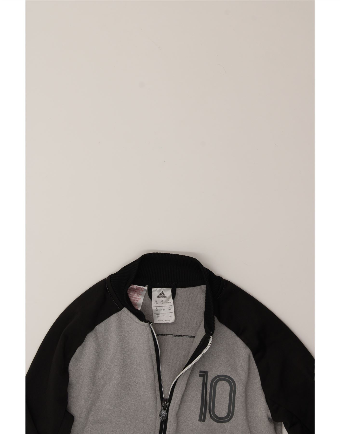 ADIDAS Boys Graphic Tracksuit Top Jacket 9-10 Years Grey Colourblock Vintage Adidas and Second-Hand Adidas from Messina Hembry