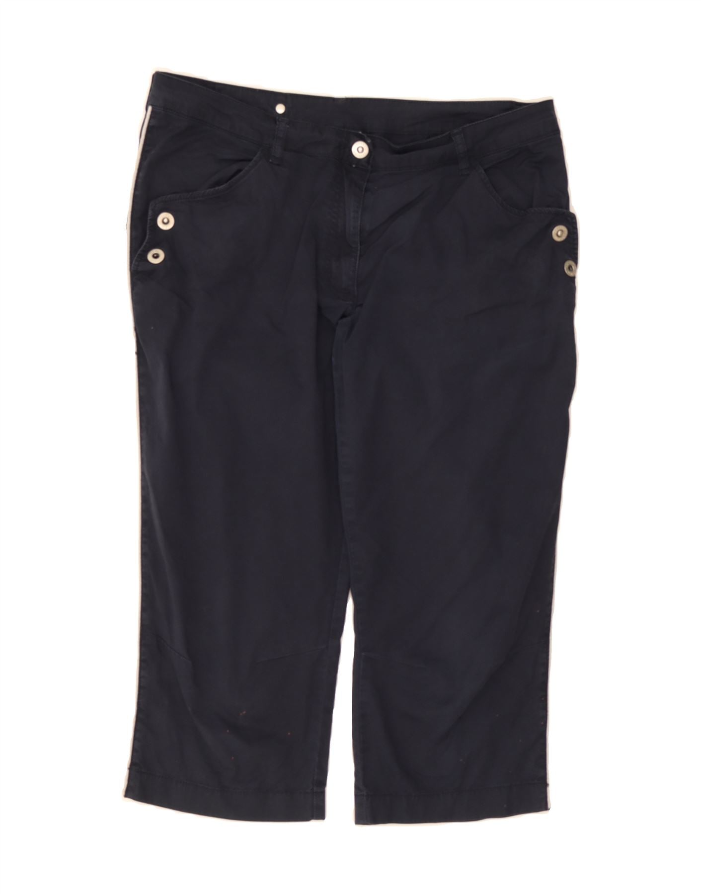 SERGIO TACCHINI Womens Capri Trousers US 12 Large W33 L20 Navy Blue Cotton Vintage Sergio Tacchini and Second-Hand Sergio Tacchini from Messina Hembry