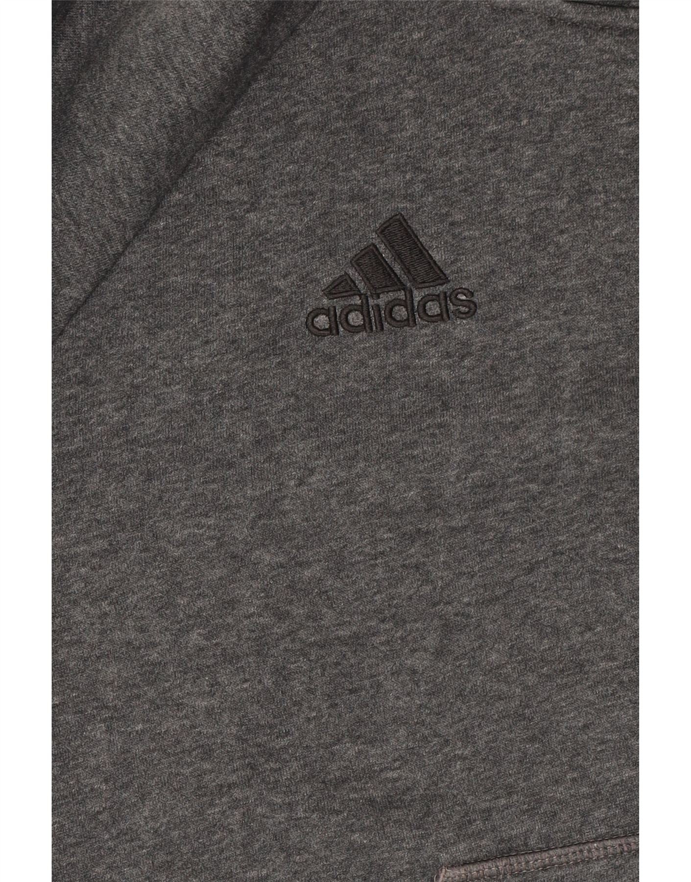 ADIDAS Boys Hoodie Jumper 12-13 Years Grey Cotton Vintage Adidas and Second-Hand Adidas from Messina Hembry