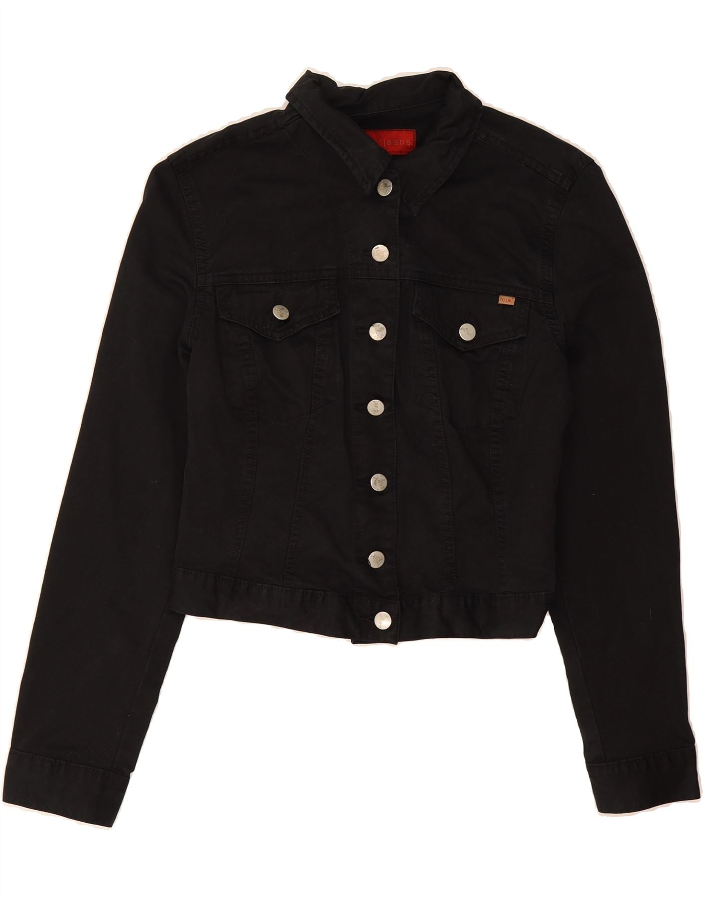 FCUK Womens Crop Denim Jacket UK 12 Medium Black Cotton Vintage Fcuk and Second-Hand Fcuk from Messina Hembry