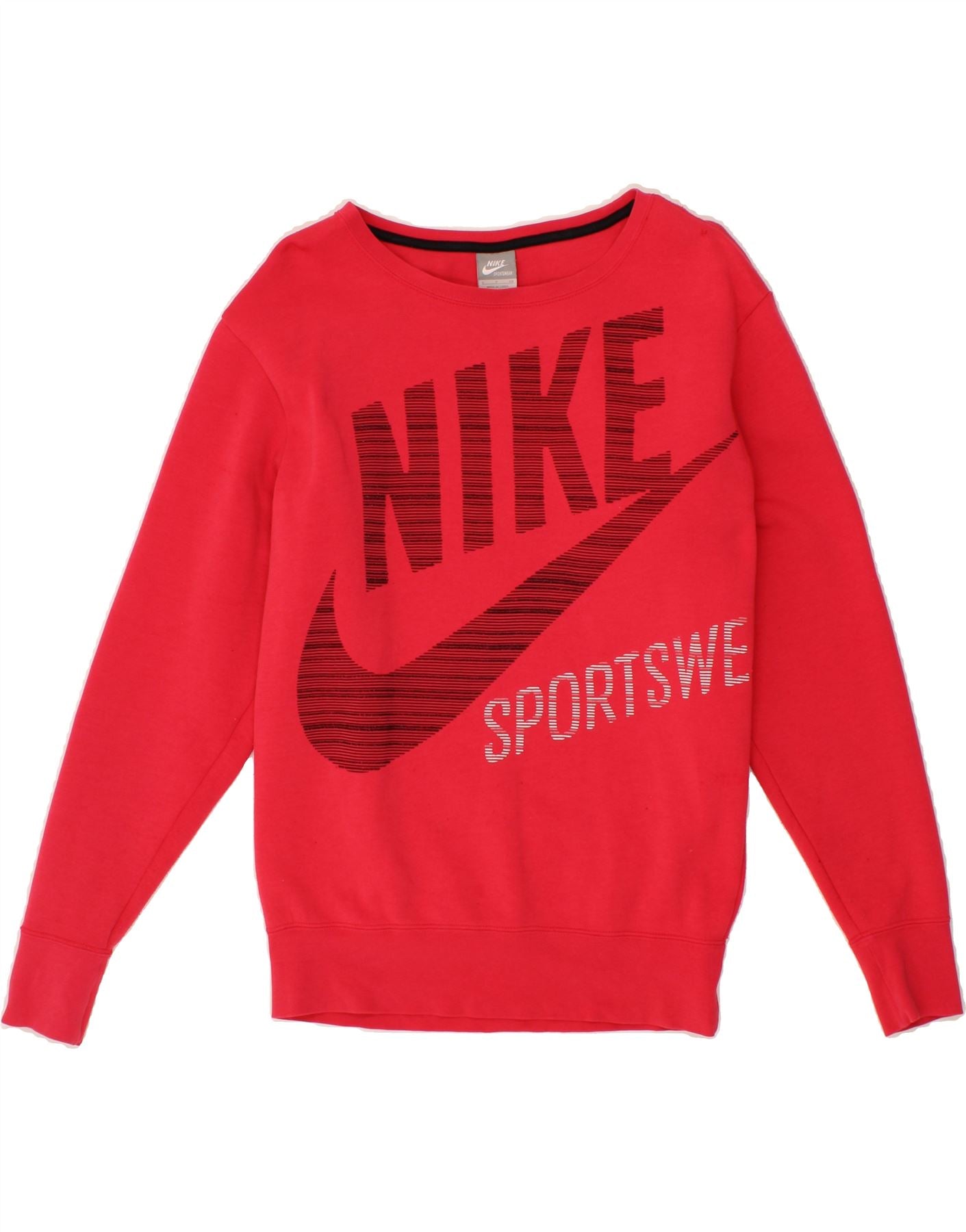 NIKE Womens Oversized Graphic Sweatshirt Jumper UK 10 Small Red Cotton Vintage Nike and Second-Hand Nike from Messina Hembry