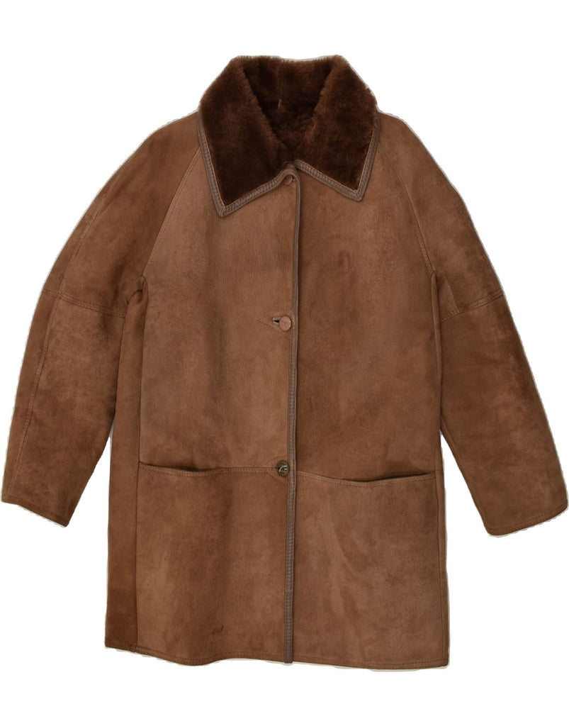 VINTAGE Womens Shearling Coat UK 14 Medium Brown | Vintage Vintage | Thrift | Second-Hand Vintage | Used Clothing | Messina Hembry 