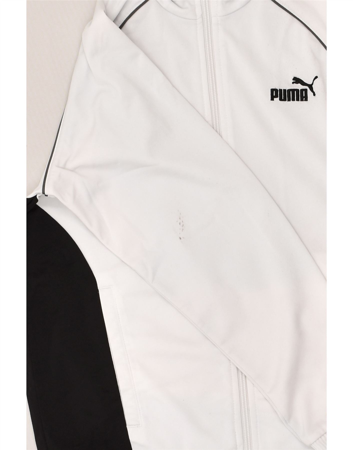 PUMA Boys Tracksuit Top Jacket 9-10 Years Medium White Polyester | Vintage Puma | Thrift | Second-Hand Puma | Used Clothing | Messina Hembry