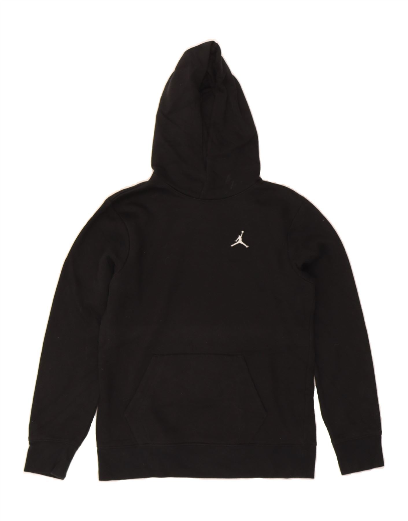 JORDAN Boys Hoodie Jumper 13-14 Years XL Black Cotton Vintage Jordan and Second-Hand Jordan from Messina Hembry