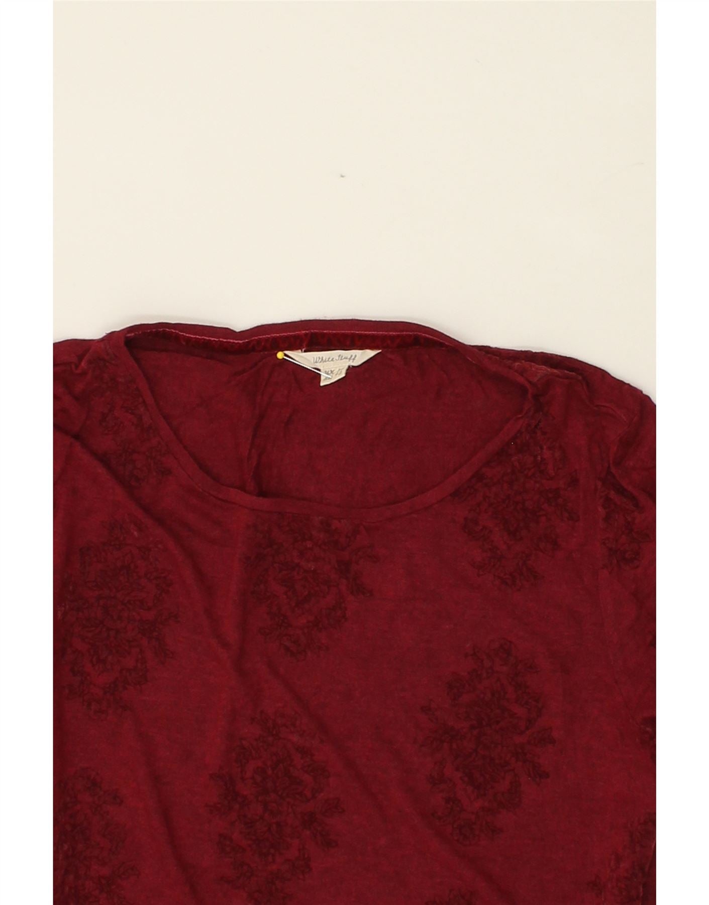 WHITE STUFF Womens Top 3/4 Sleeve UK 14 Medium  Red Floral Viscose Vintage White Stuff and Second-Hand White Stuff from Messina Hembry