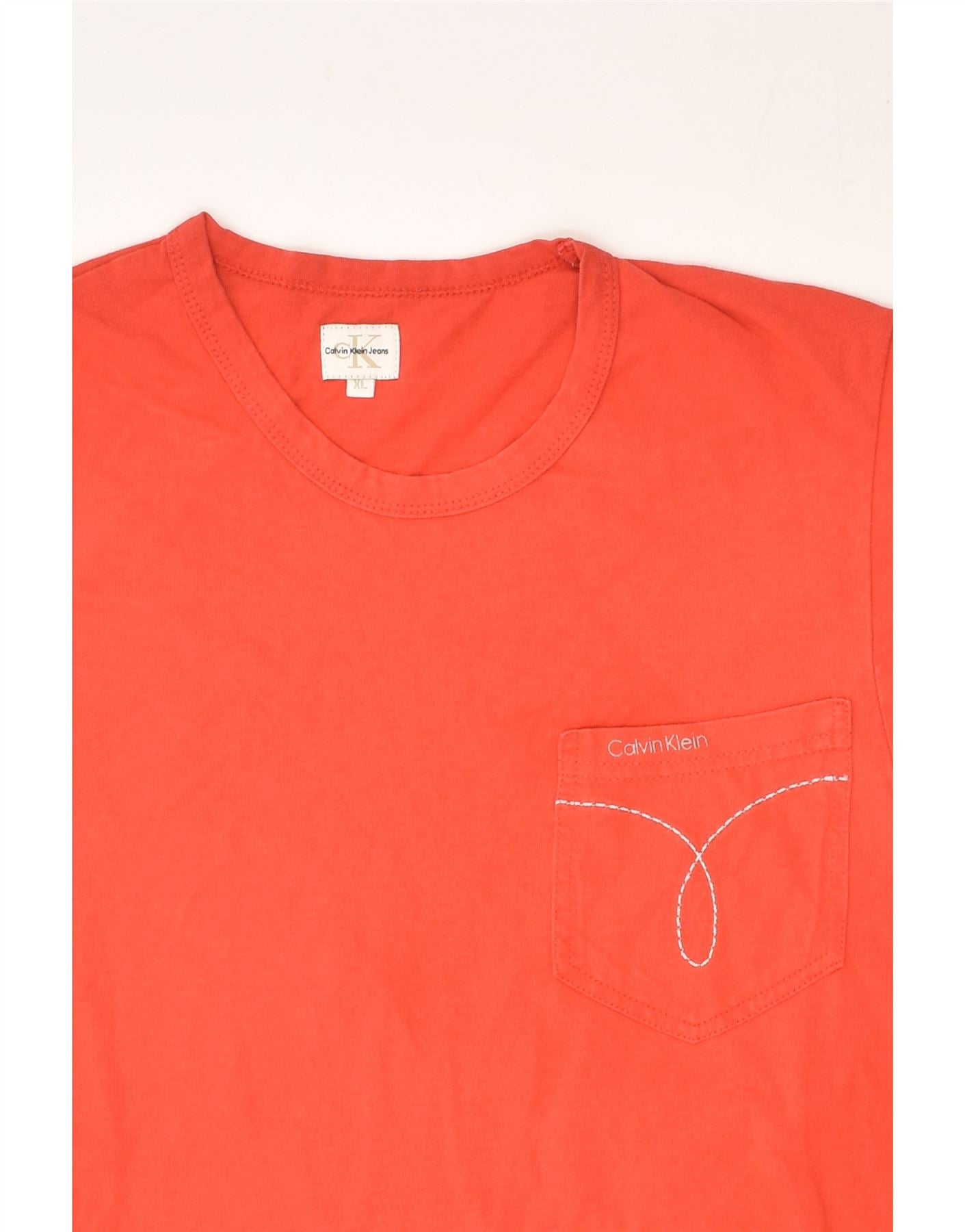 CALVIN KLEIN Girls Graphic T-Shirt Top 14-15 Years XL Orange Cotton | Vintage Calvin Klein | Thrift | Second-Hand Calvin Klein | Used Clothing | Messina Hembry