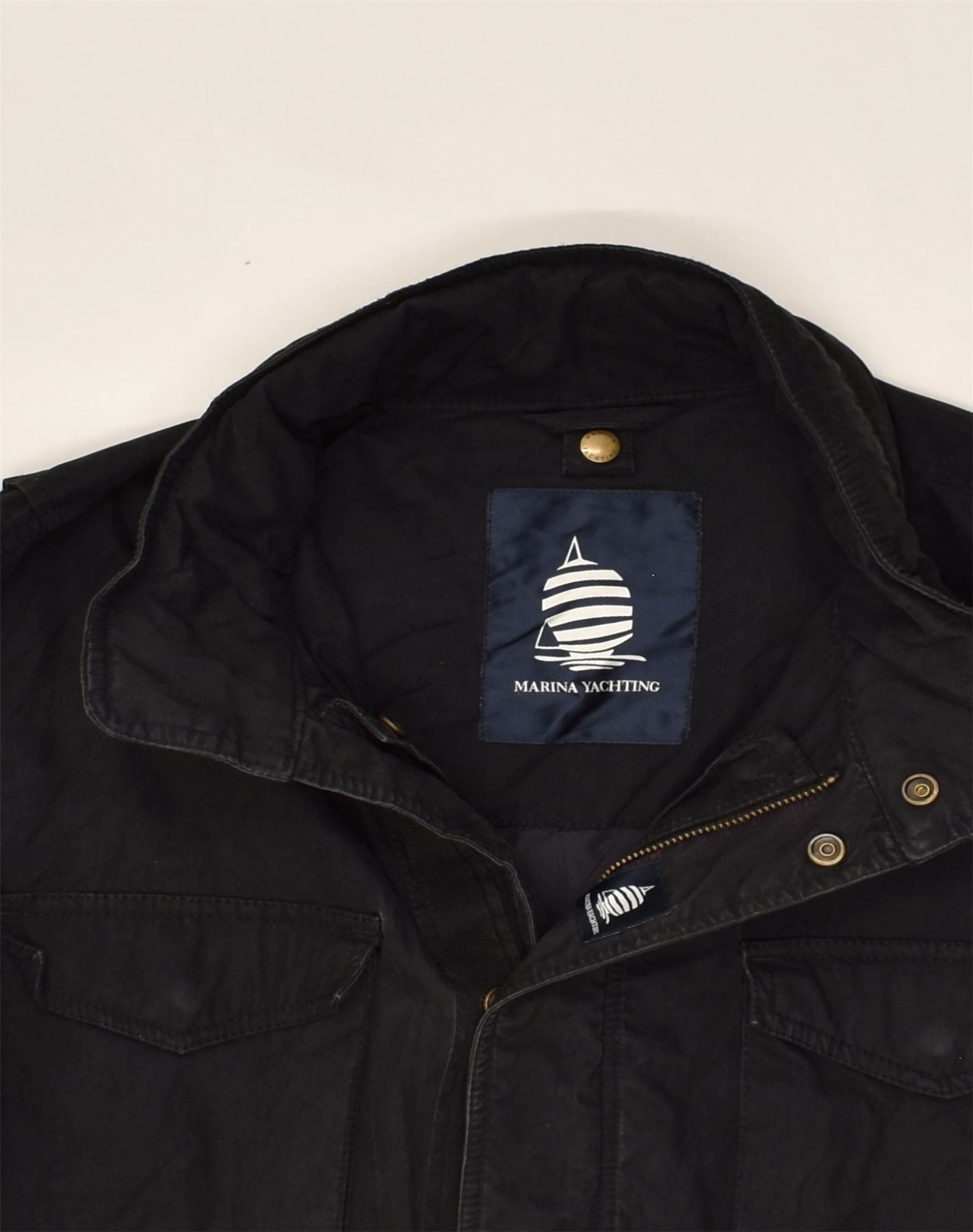 MARINA YACHTING Mens Utility Jacket UK 38 Medium Black Cotton | Vintage Marina Yachting | Thrift | Second-Hand Marina Yachting | Used Clothing | Messina Hembry