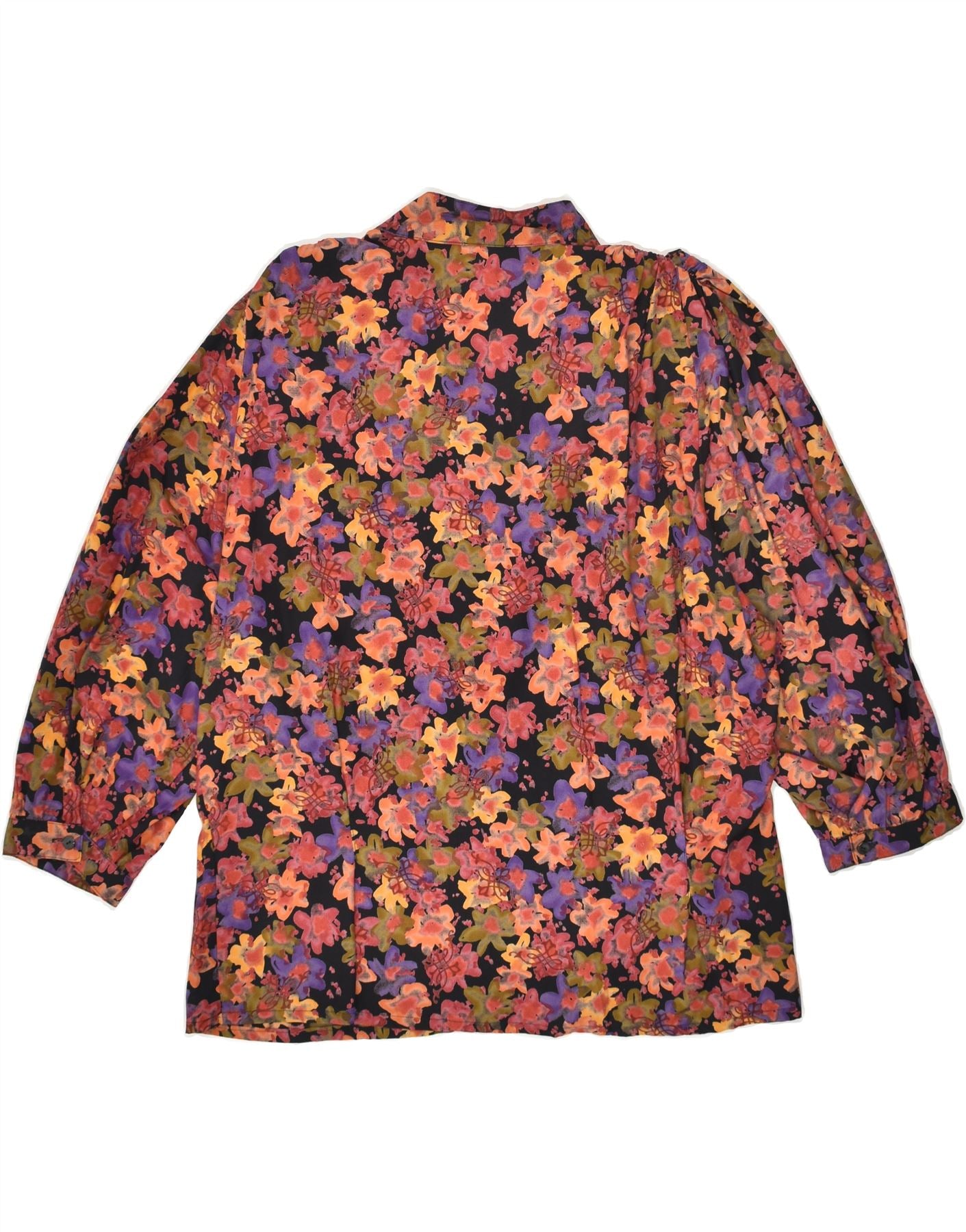 VINTAGE Womens 3/4 Sleeve Shirt Blouse IT 46 Large Red Floral Viscose | Vintage Vintage | Thrift | Second-Hand Vintage | Used Clothing | Messina Hembry