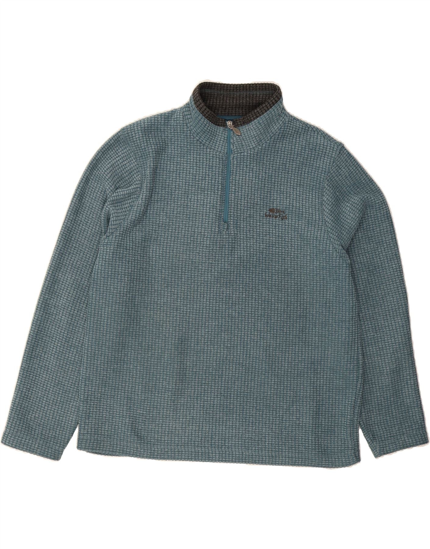 WEIRD FISH Mens Zip Neck Fleece Jumper XL Blue Polyester Vintage Weird Fish and Second-Hand Weird Fish from Messina Hembry