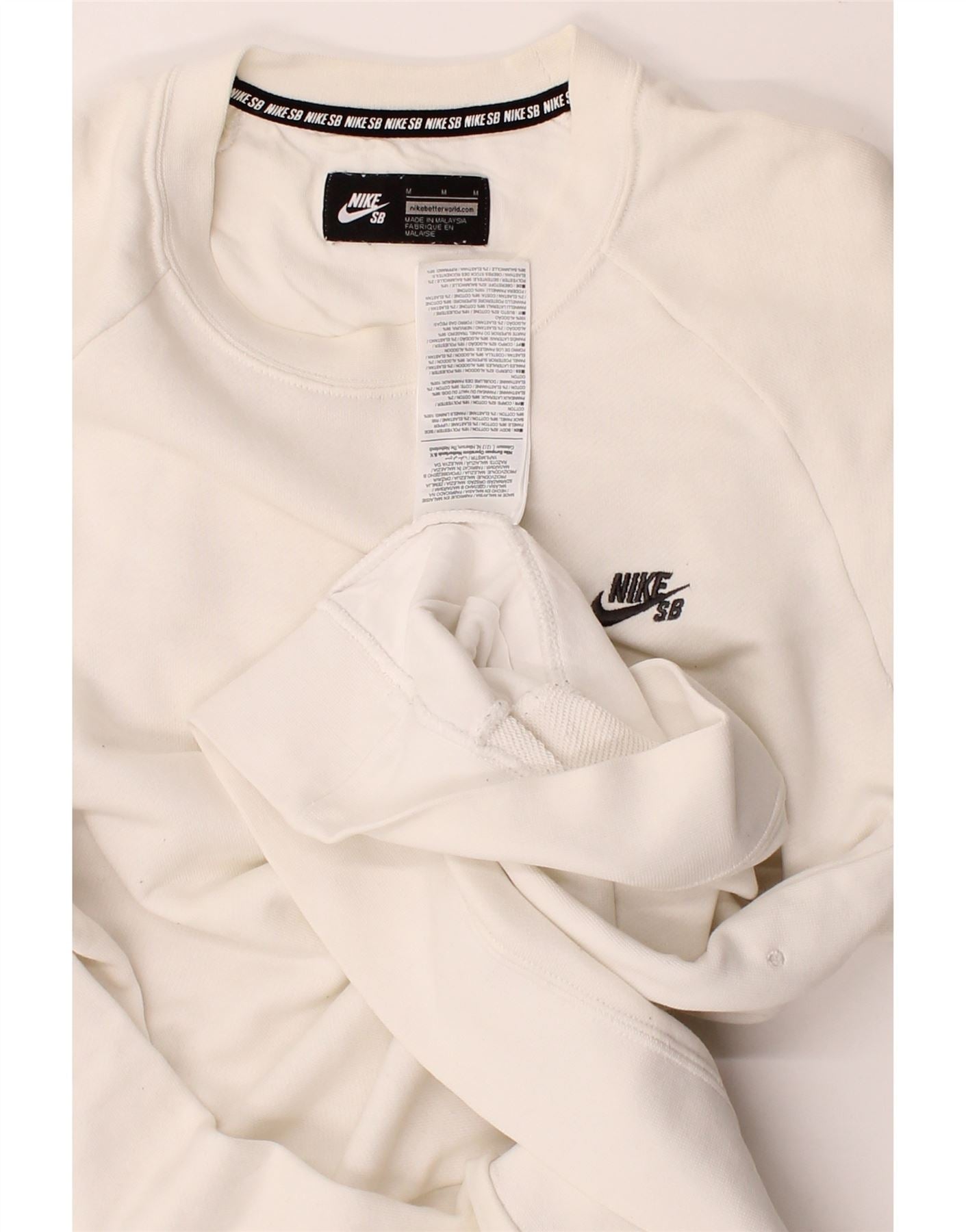 NIKE Mens Sweatshirt Jumper Medium White Cotton Vintage Nike and Second-Hand Nike from Messina Hembry