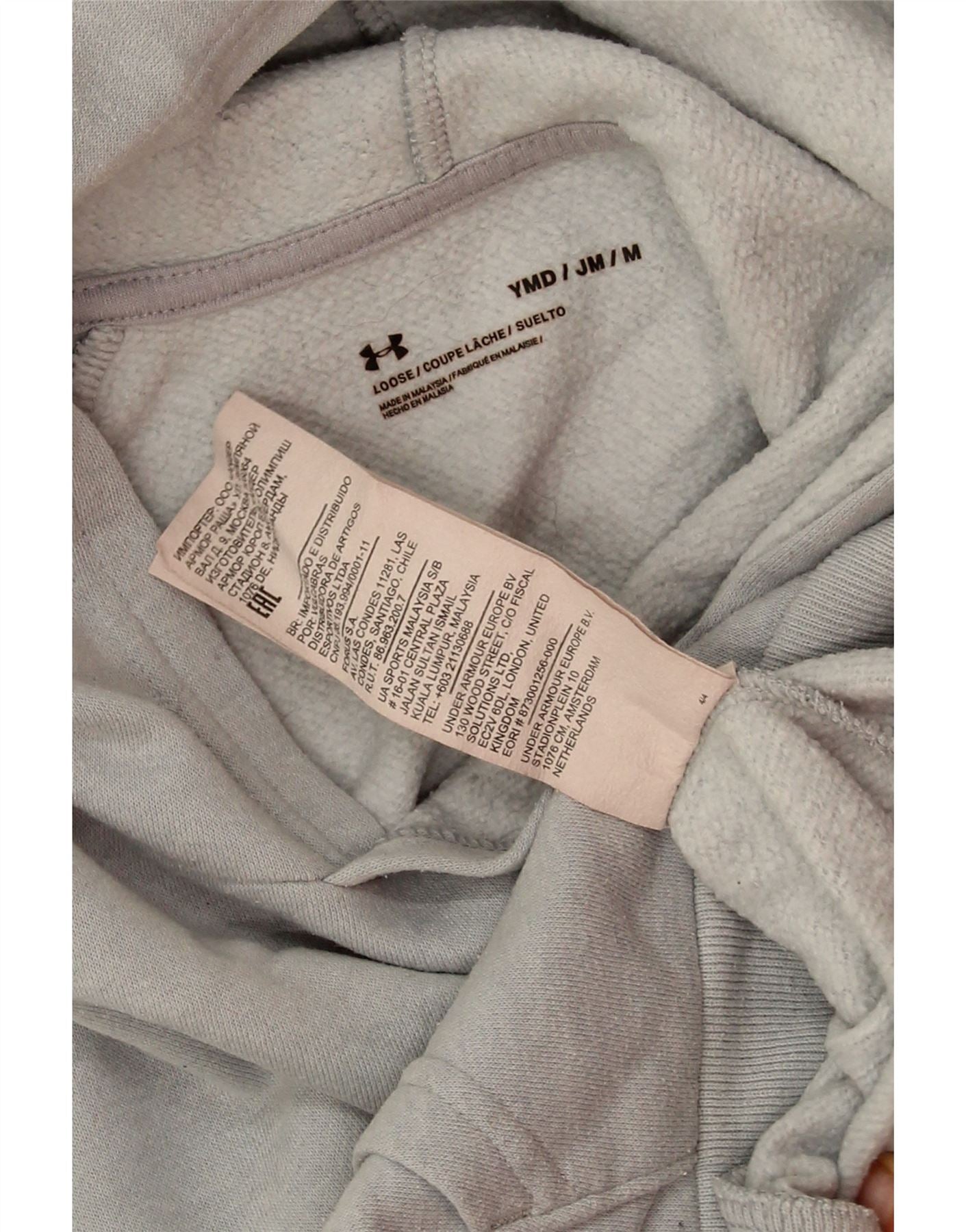 UNDER ARMOUR Boys Hoodie Jumper 9-10 Years Medium Blue Cotton Vintage Under Armour and Second-Hand Under Armour from Messina Hembry