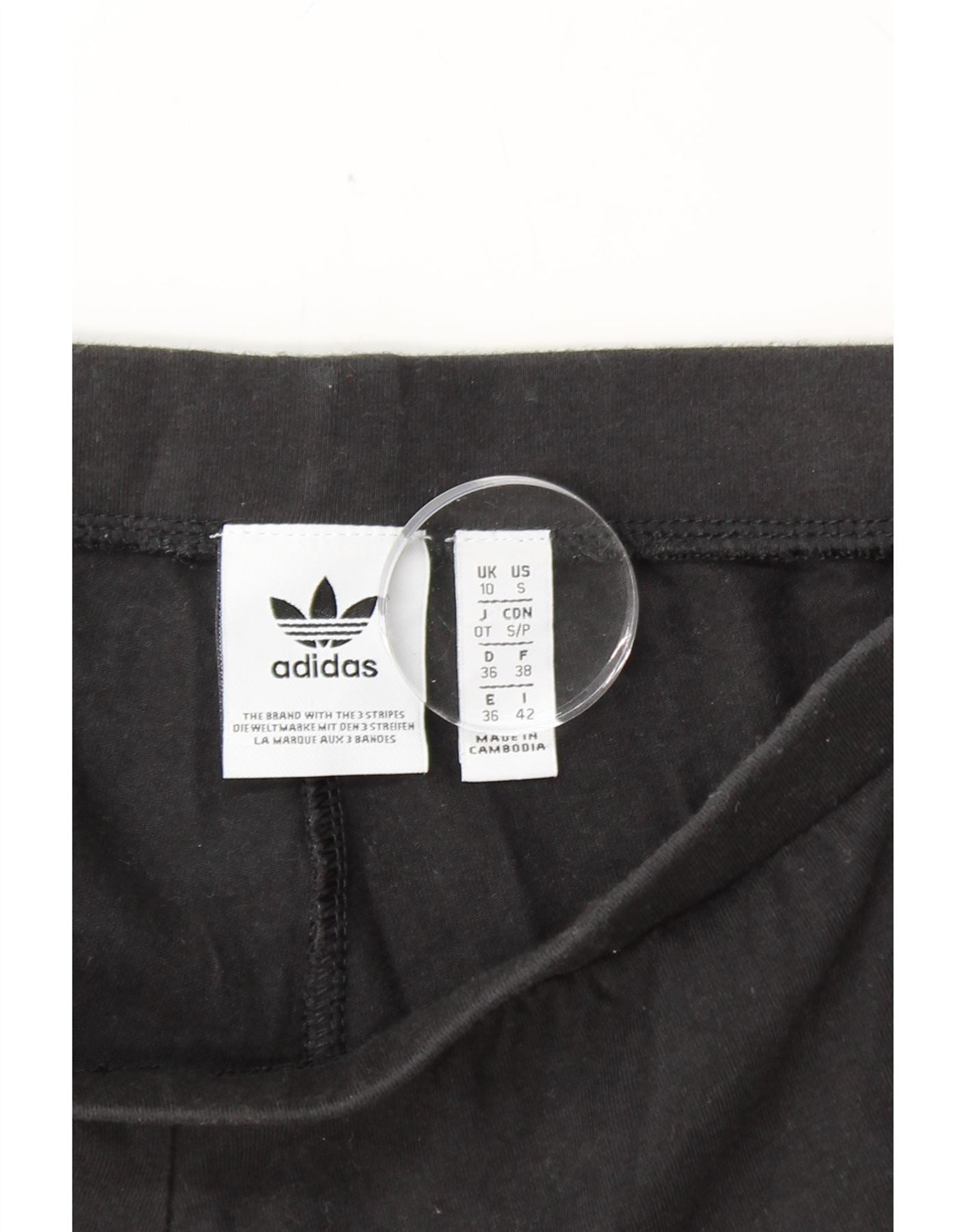 ADIDAS Womens Leggings UK 10 Small Black Colourblock Cotton Vintage Adidas and Second-Hand Adidas from Messina Hembry