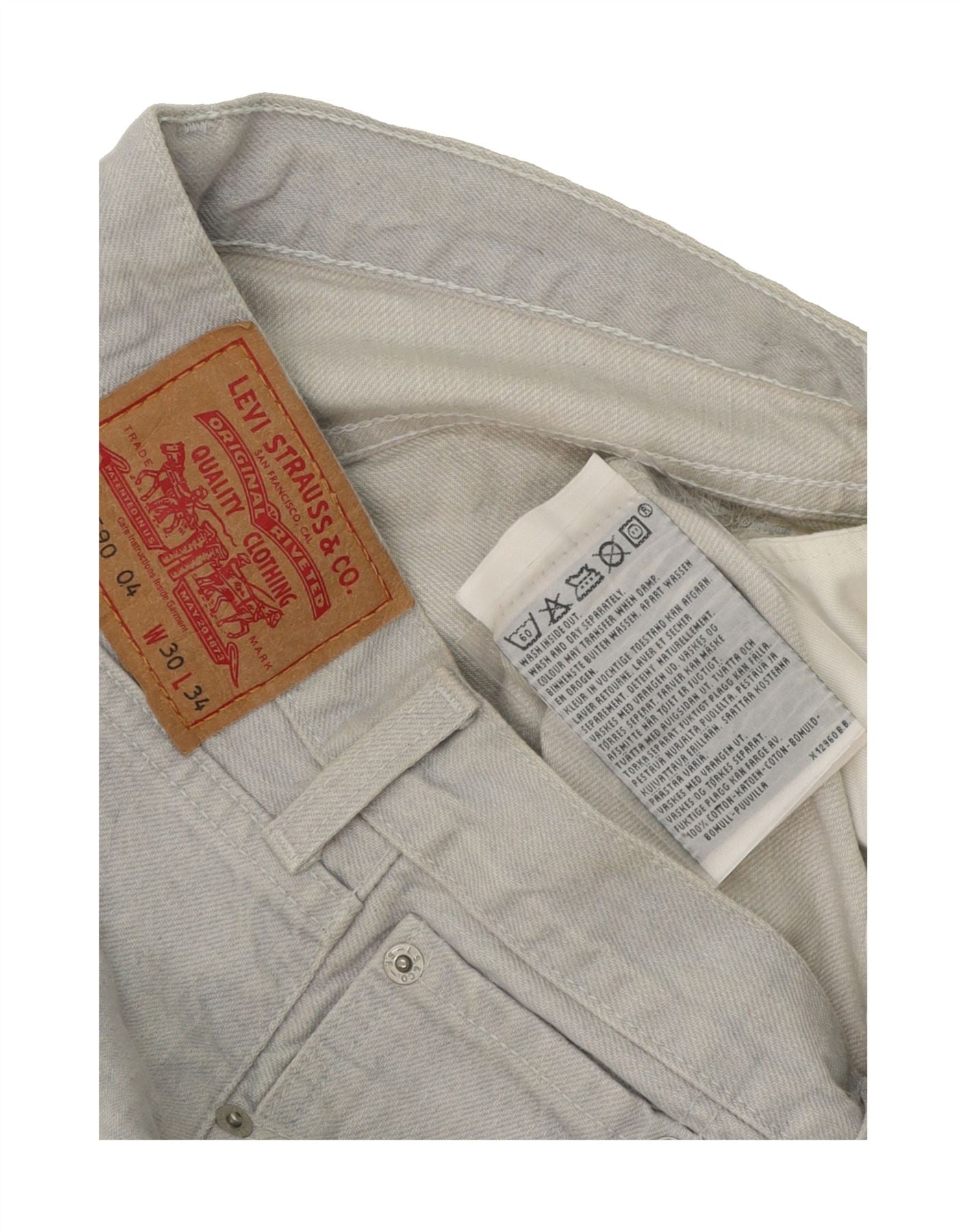 LEVI'S Mens 590 Straight Jeans W30 L34 Grey Cotton Vintage Levi's and Second-Hand Levi's from Messina Hembry