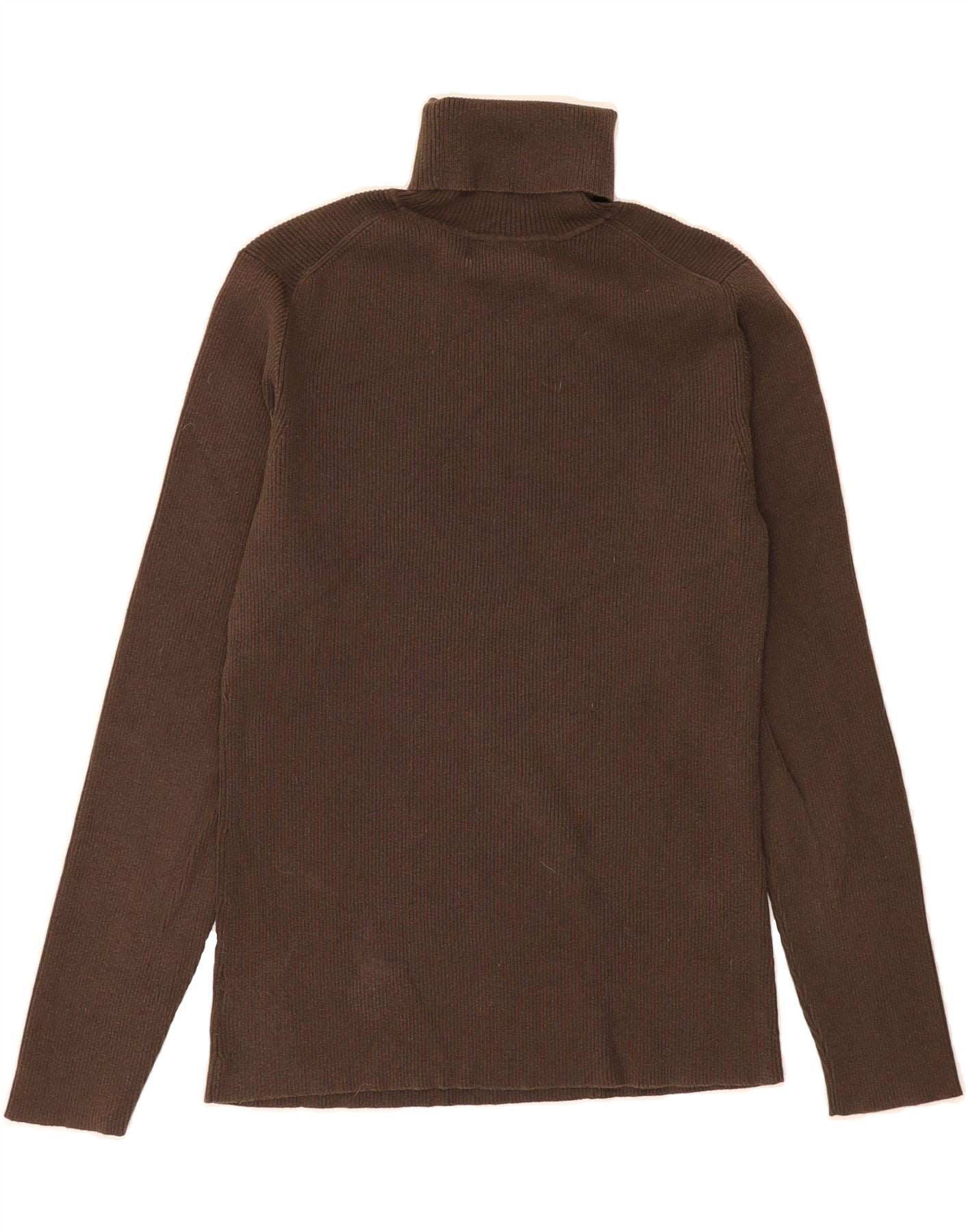 EDDIE BAUER Womens Tall Roll Neck Jumper Sweater UK 14 Large Brown Cotton Vintage Eddie Bauer and Second-Hand Eddie Bauer from Messina Hembry