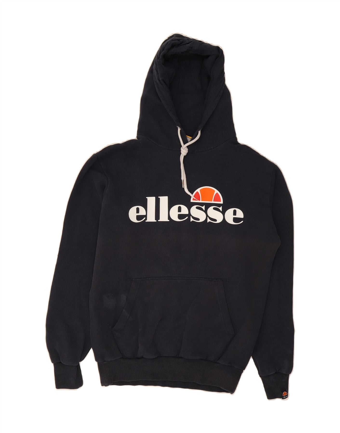 ELLESSE Womens Graphic Oversized Hoodie Jumper UK 10 Small  Black Cotton Vintage Ellesse and Second-Hand Ellesse from Messina Hembry