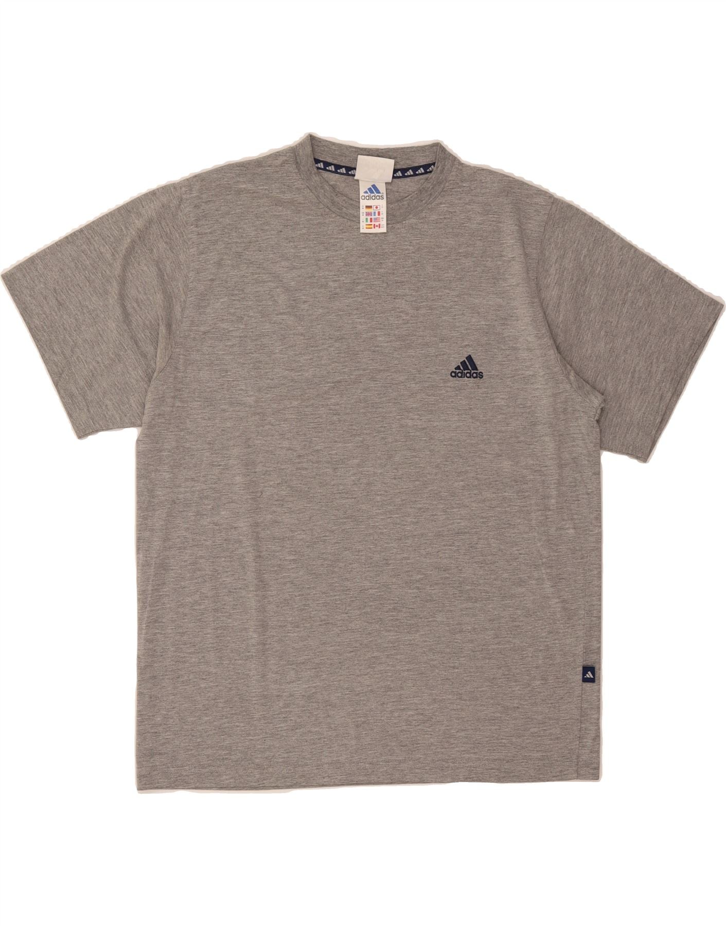ADIDAS Mens T-Shirt Top Medium Grey Cotton Vintage Adidas and Second-Hand Adidas from Messina Hembry