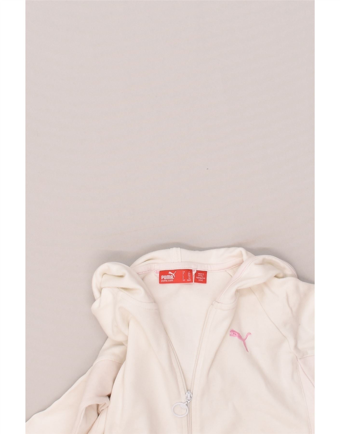 PUMA Girls Zip Hoodie Sweater 3-4 Years White Cotton | Vintage Puma | Thrift | Second-Hand Puma | Used Clothing | Messina Hembry