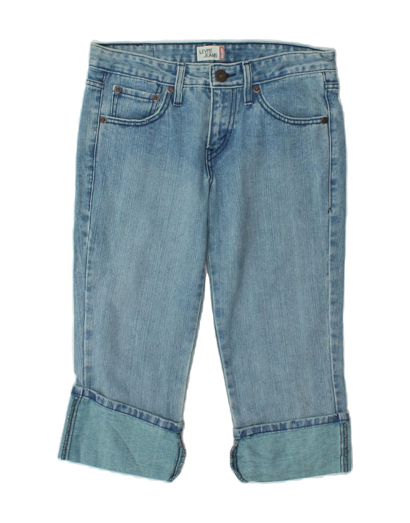 LEVI'S Womens Capri Jeans US 7 Medium W31 L20 Blue Ramie Vintage Levi's and Second-Hand Levi's from Messina Hembry