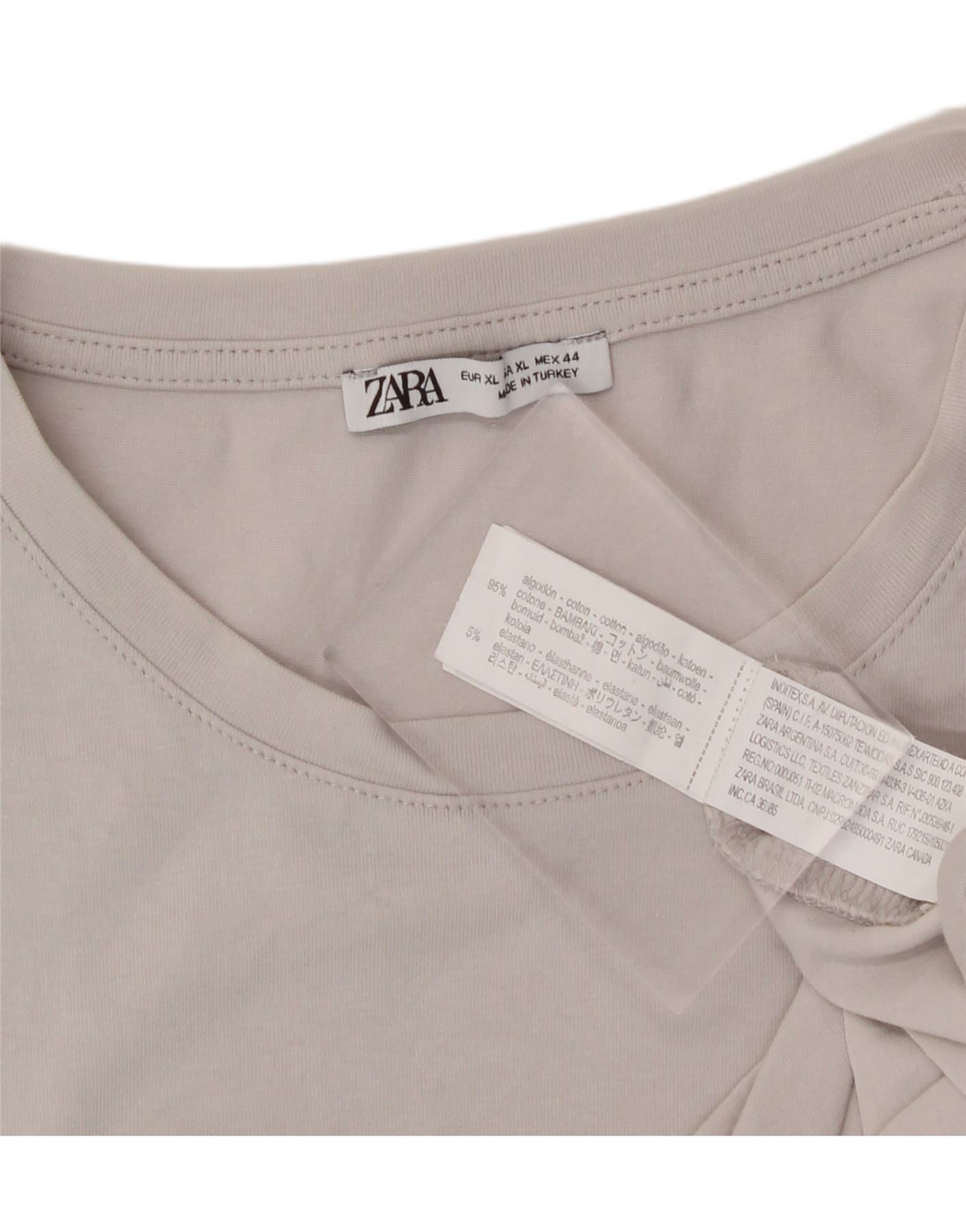 ZARA Mens T-Shirt Top XL Grey Cotton Vintage Zara and Second-Hand Zara from Messina Hembry