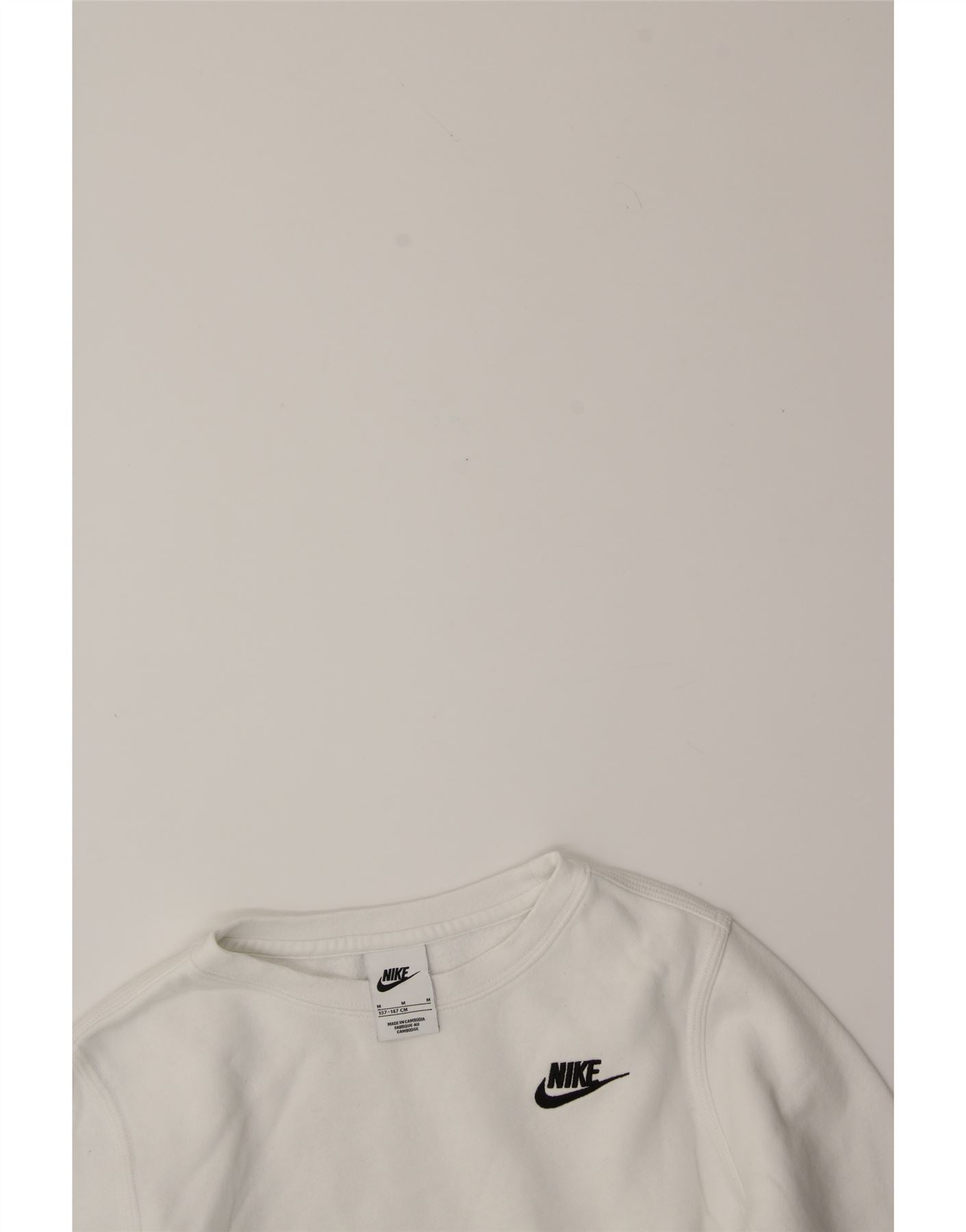 NIKE Boys Sweatshirt Jumper 10-11 Years Medium White Cotton Vintage Nike and Second-Hand Nike from Messina Hembry