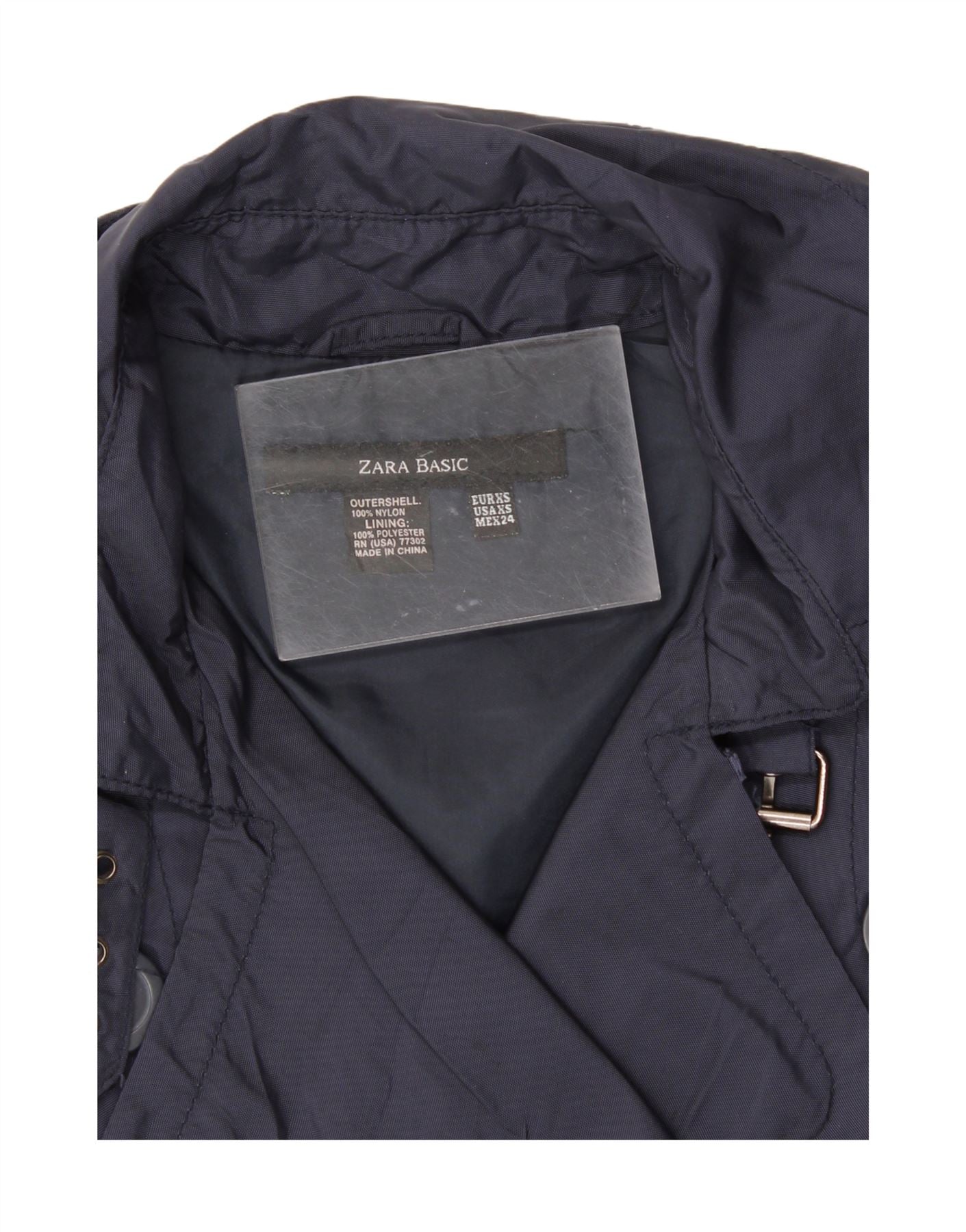 ZARA Womens Short Pea Coat UK 6 XS Navy Blue Nylon Vintage Zara and Second-Hand Zara from Messina Hembry