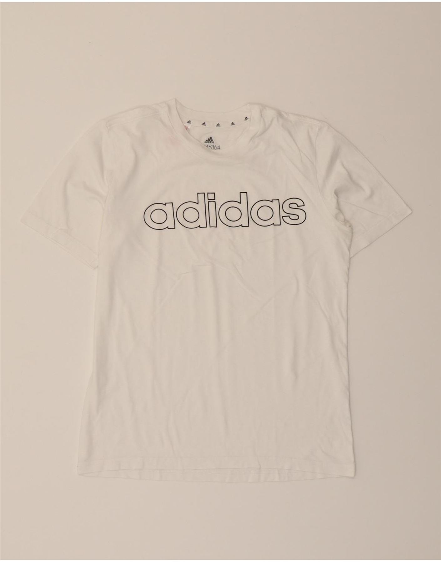 ADIDAS Boys Graphic T-Shirt Top 13-14 Years White Vintage Adidas and Second-Hand Adidas from Messina Hembry