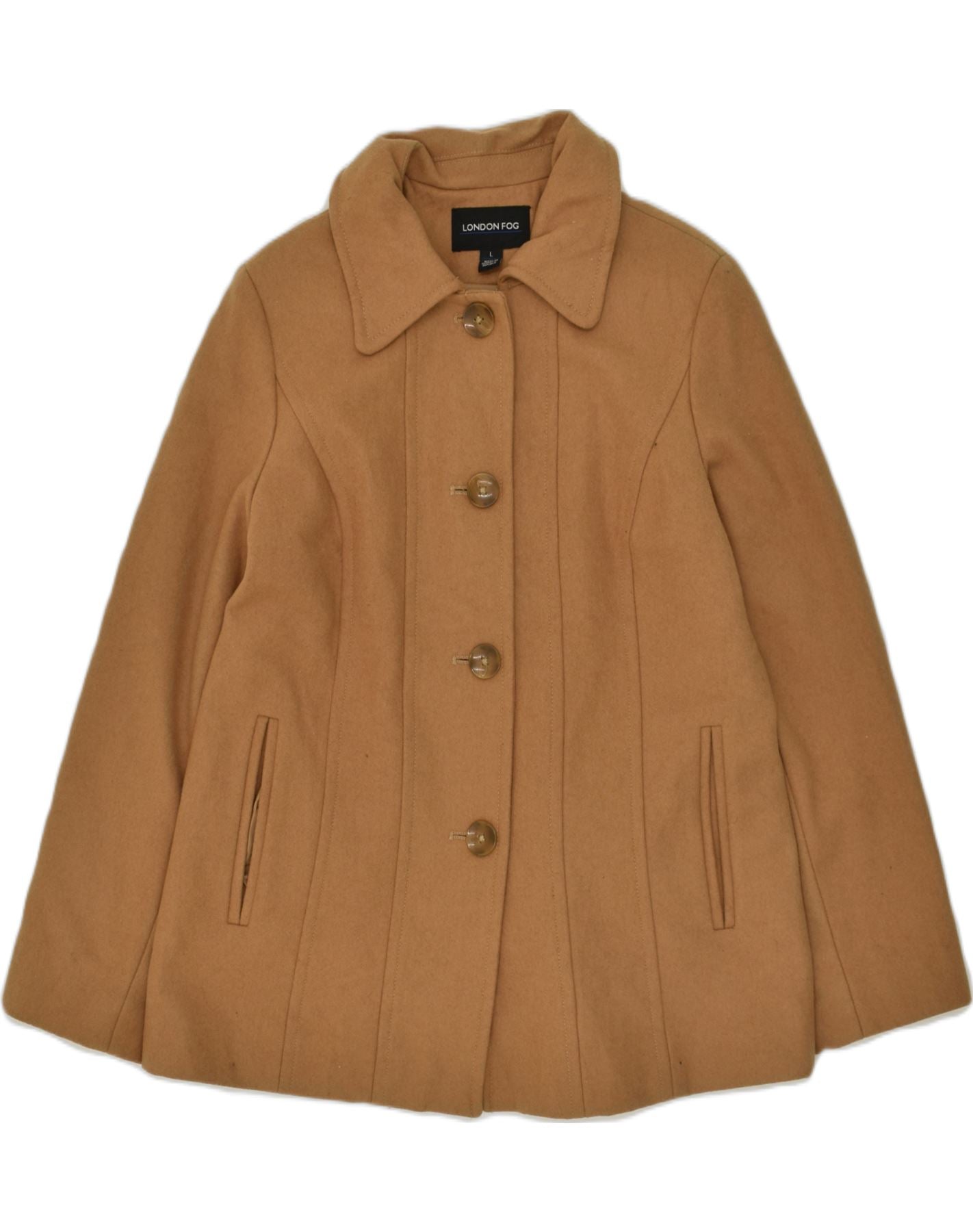 LONDON FOG Womens Overcoat UK 14 Large Beige Wool | Vintage London Fog | Thrift | Second-Hand London Fog | Used Clothing | Messina Hembry