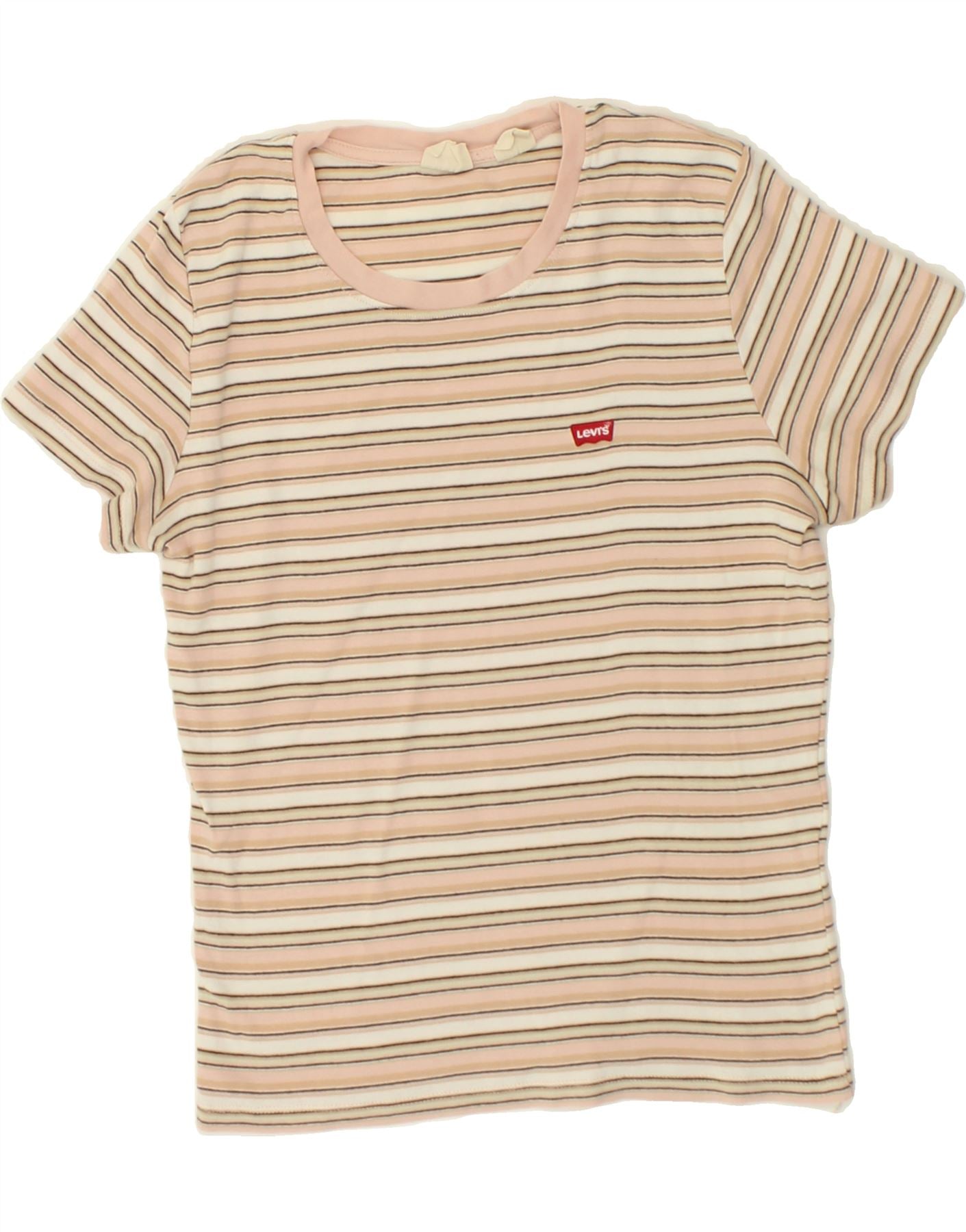 LEVI'S Womens T-Shirt Top UK 12 Medium Pink Striped Vintage Levi's and Second-Hand Levi's from Messina Hembry