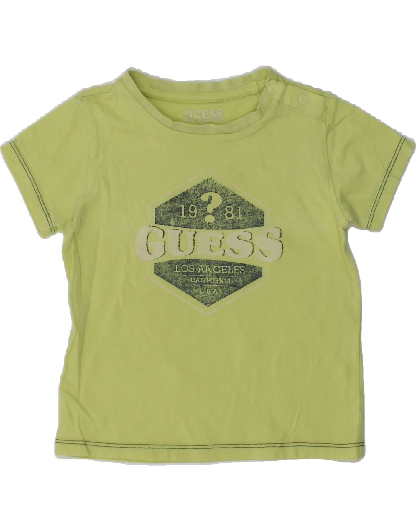 GUESS Baby Boys Graphic T-Shirt Top 12-18 Months Green | Vintage Guess | Thrift | Second-Hand Guess | Used Clothing | Messina Hembry