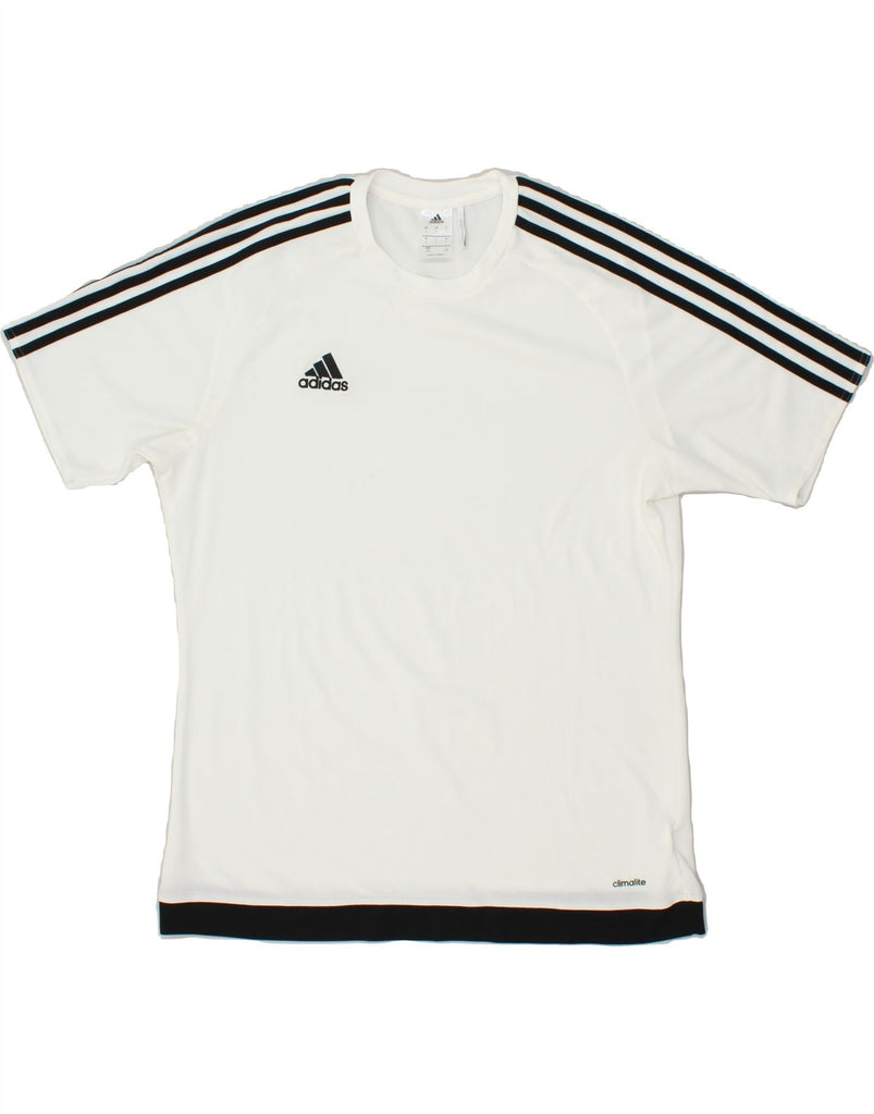 ADIDAS Mens T-Shirt Top Large White Polyester | Vintage Adidas | Thrift | Second-Hand Adidas | Used Clothing | Messina Hembry 