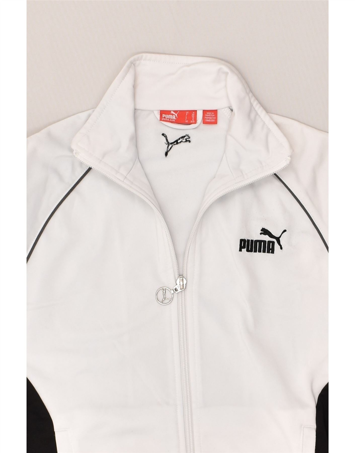 PUMA Boys Tracksuit Top Jacket 9-10 Years Medium White Polyester | Vintage Puma | Thrift | Second-Hand Puma | Used Clothing | Messina Hembry