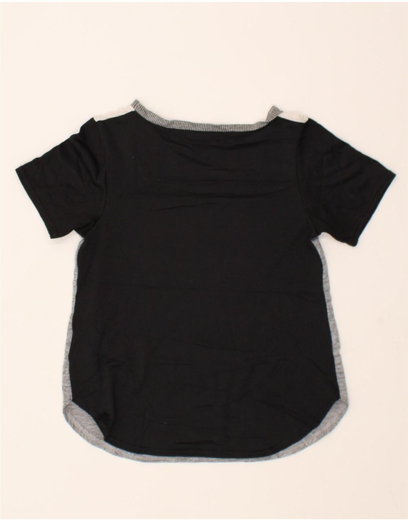 OASIS Womens T-Shirt Top UK 12 Medium Black Colourblock Vintage Oasis and Second-Hand Oasis from Messina Hembry